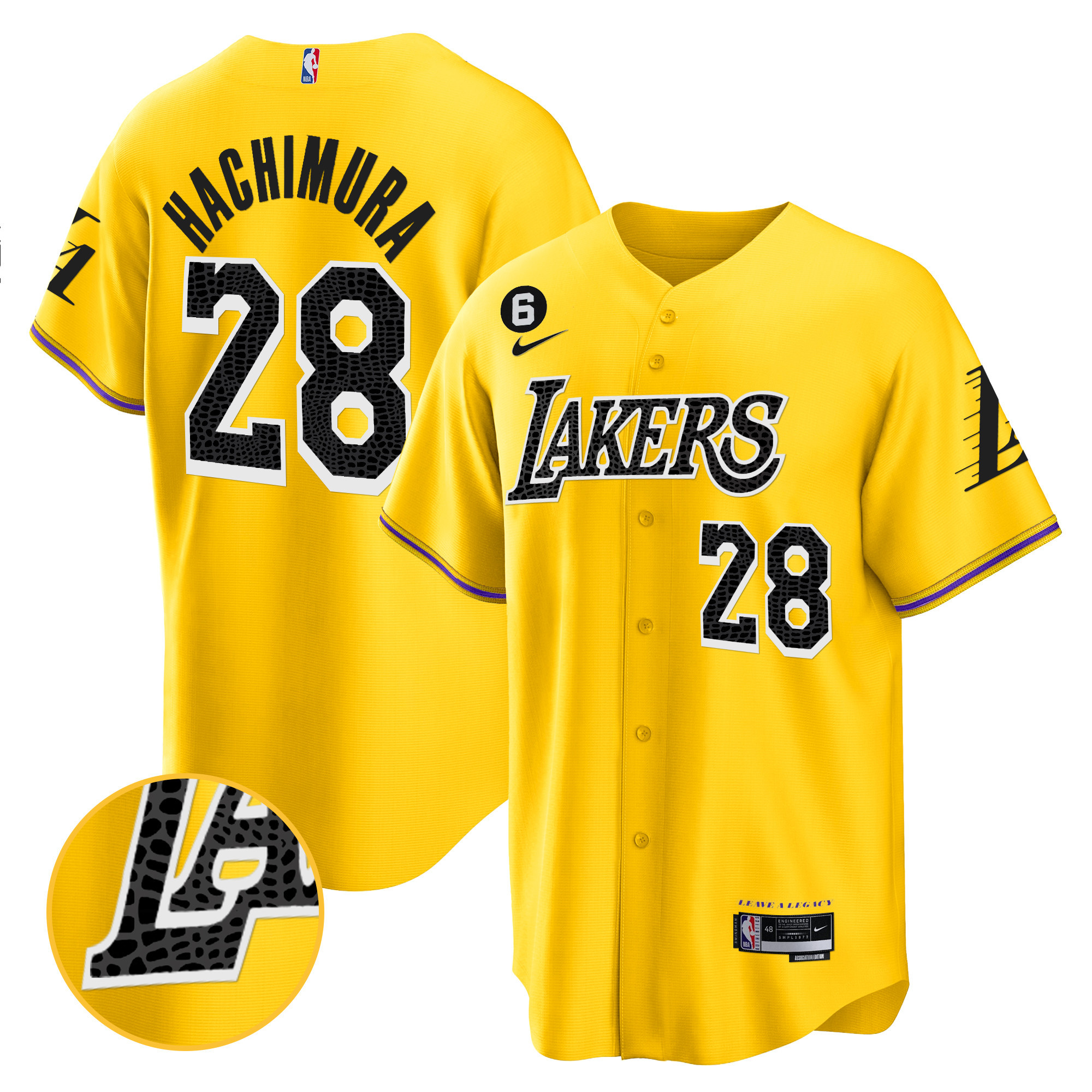 Rui Hachimura Men's Los Angeles Lakers Cool Base Mamba Gold Jersey - All Stitched