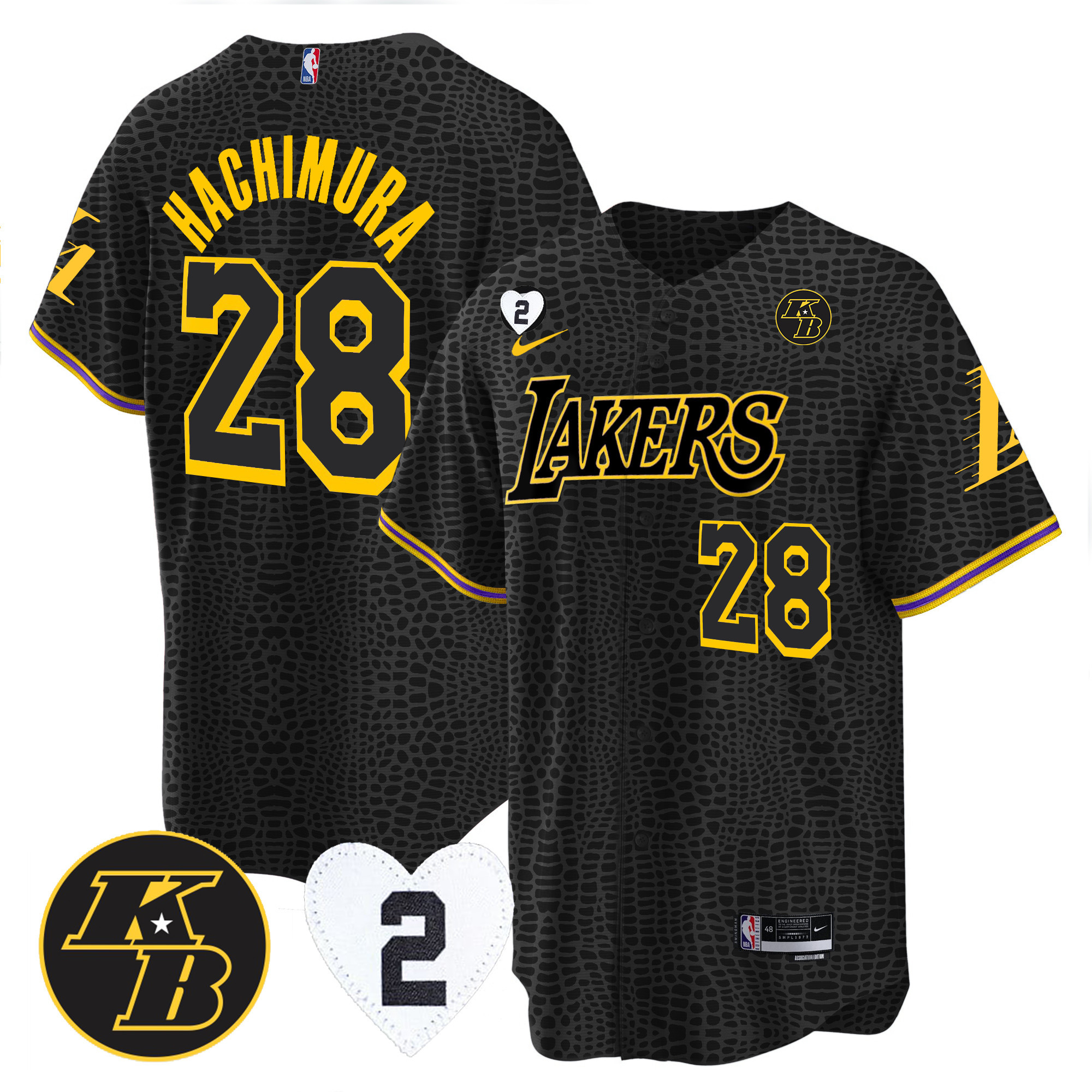 Rui Hachimura Men's Los Angeles Lakers Cool Base Mamba Kobe & GiGi Jersey - All Stitched