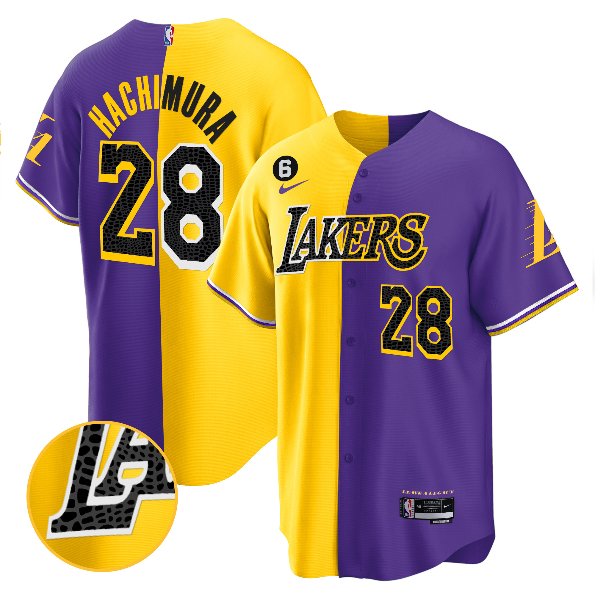 Rui Hachimura Men's Los Angeles Lakers Cool Base Mamba Split Jersey - All Stitched