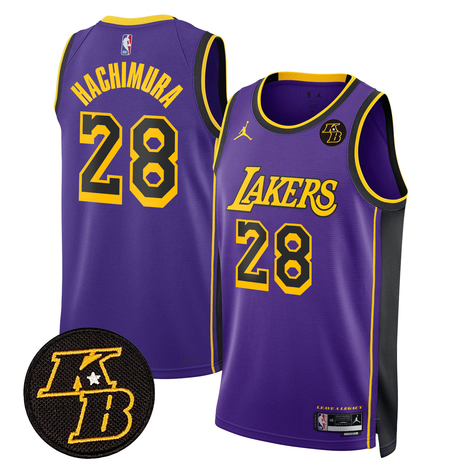 Rui Hachimura Men's Los Angeles Lakers Kobe Bryant Patch Swingman Statement Jersey - All Stitched
