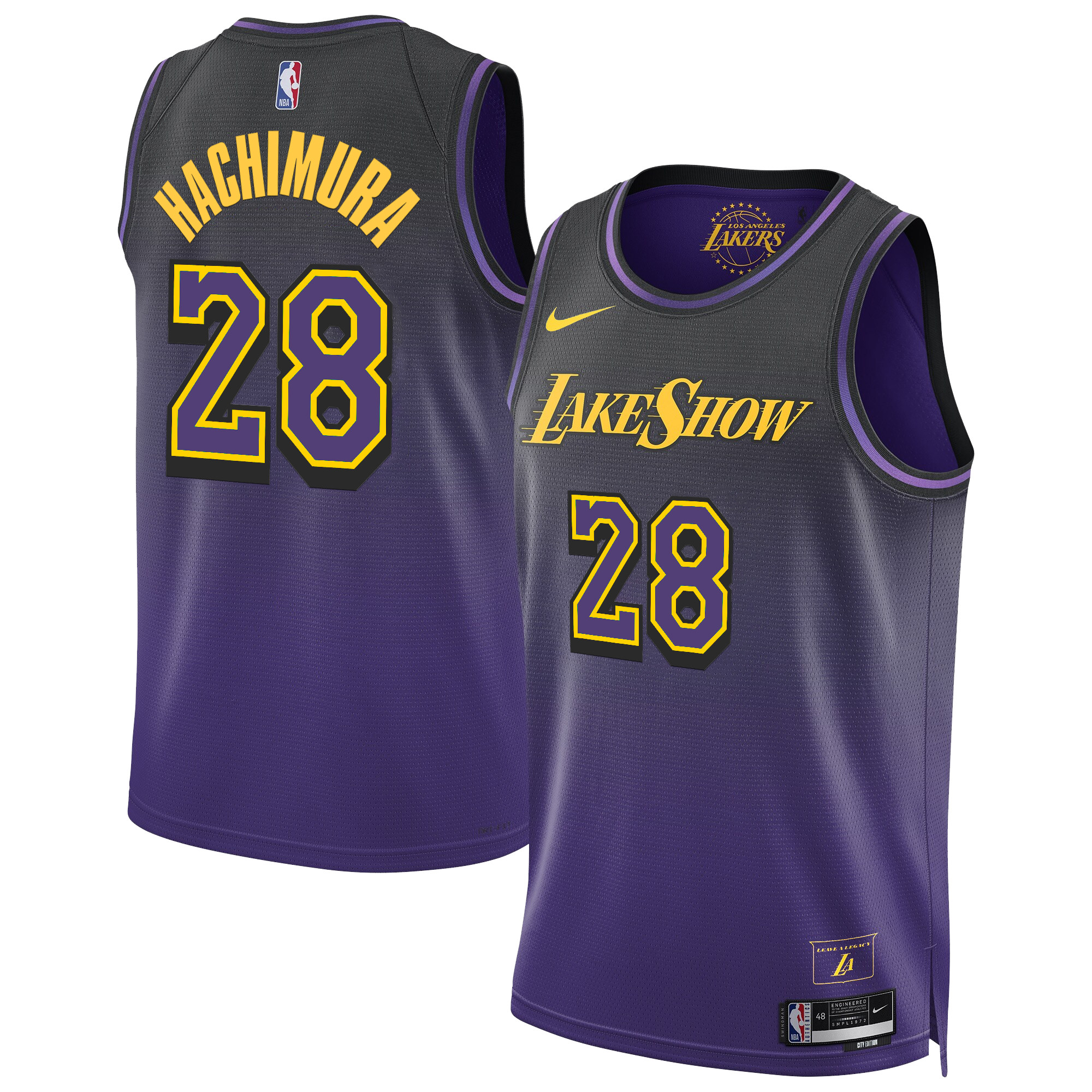 Rui Hachimura Men's Los Angeles Lakers Swingman 2024/25 City Jersey - All Stitched