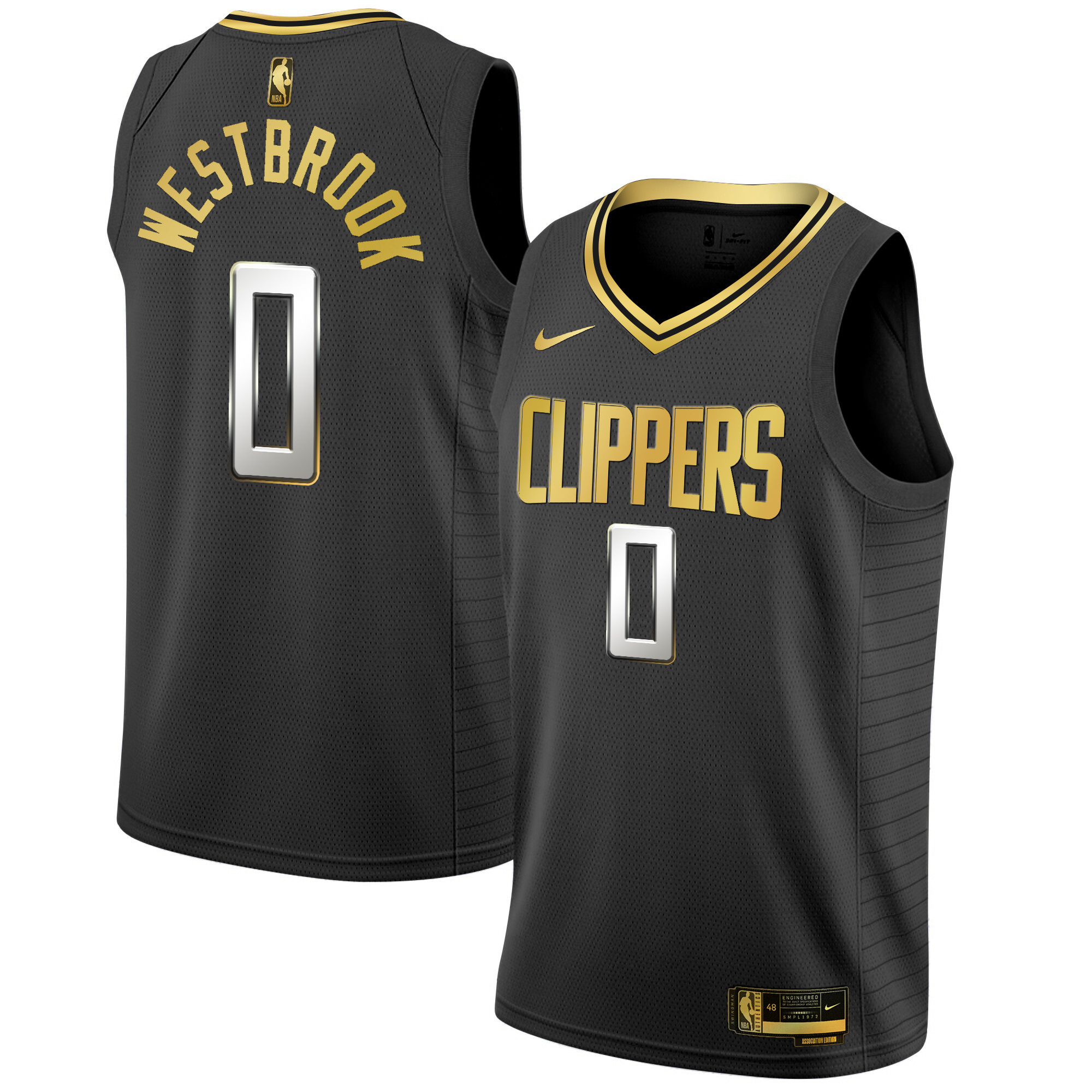 Russell Westbrook Men's Los Angeles Clippers Swingman Black Gold Jersey - All Stitched