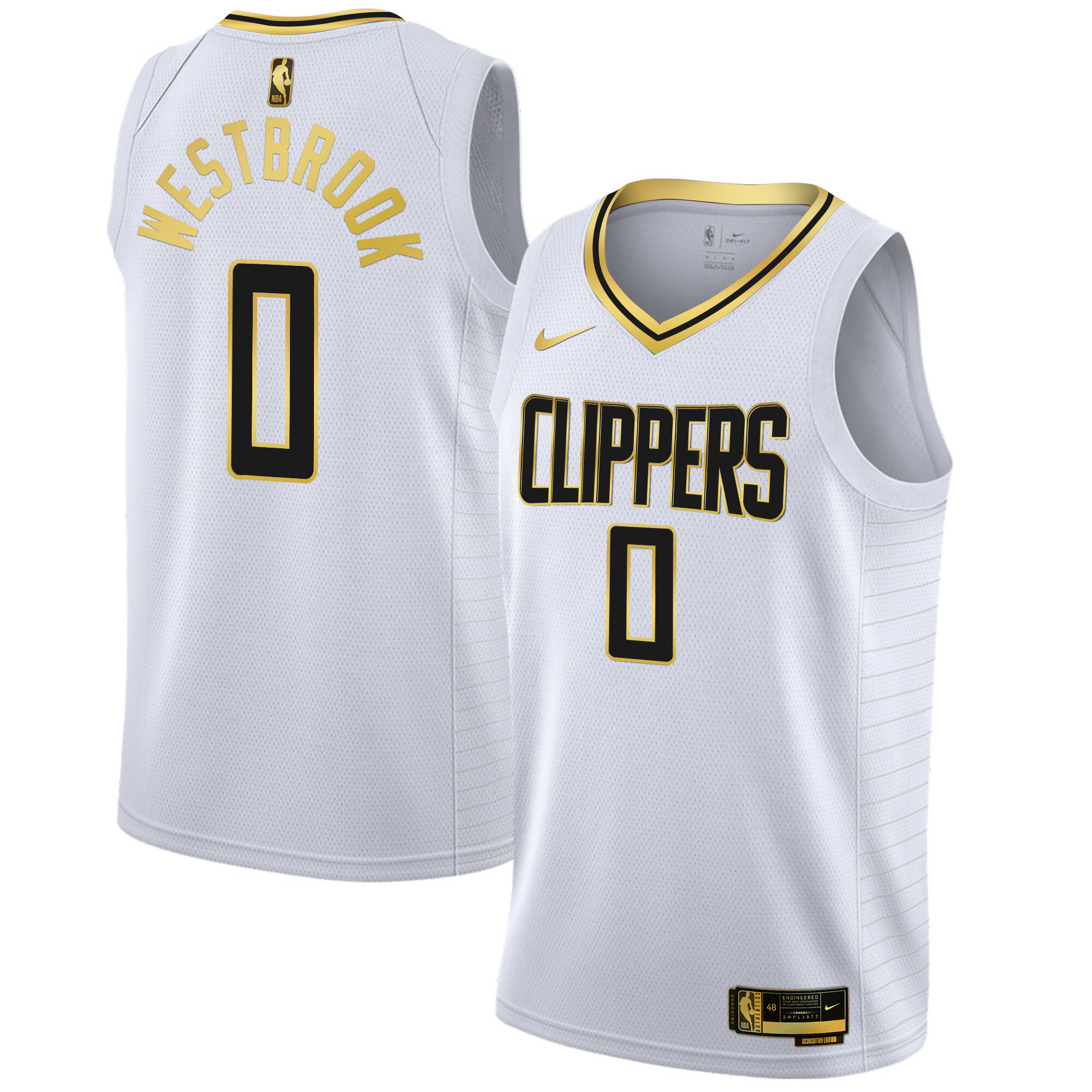 Russell Westbrook Men's Los Angeles Clippers Swingman White Gold Jersey - All Stitched