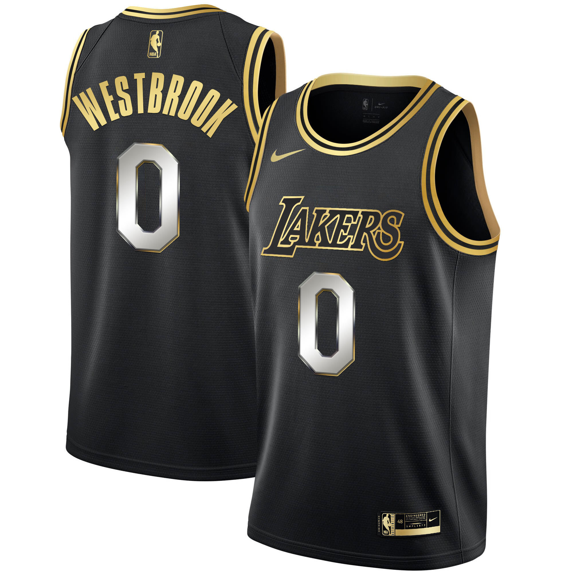 Russell Westbrook Men's Los Angeles Lakers Black Limited & Black Gold Black Limited Jersey - All Stitched