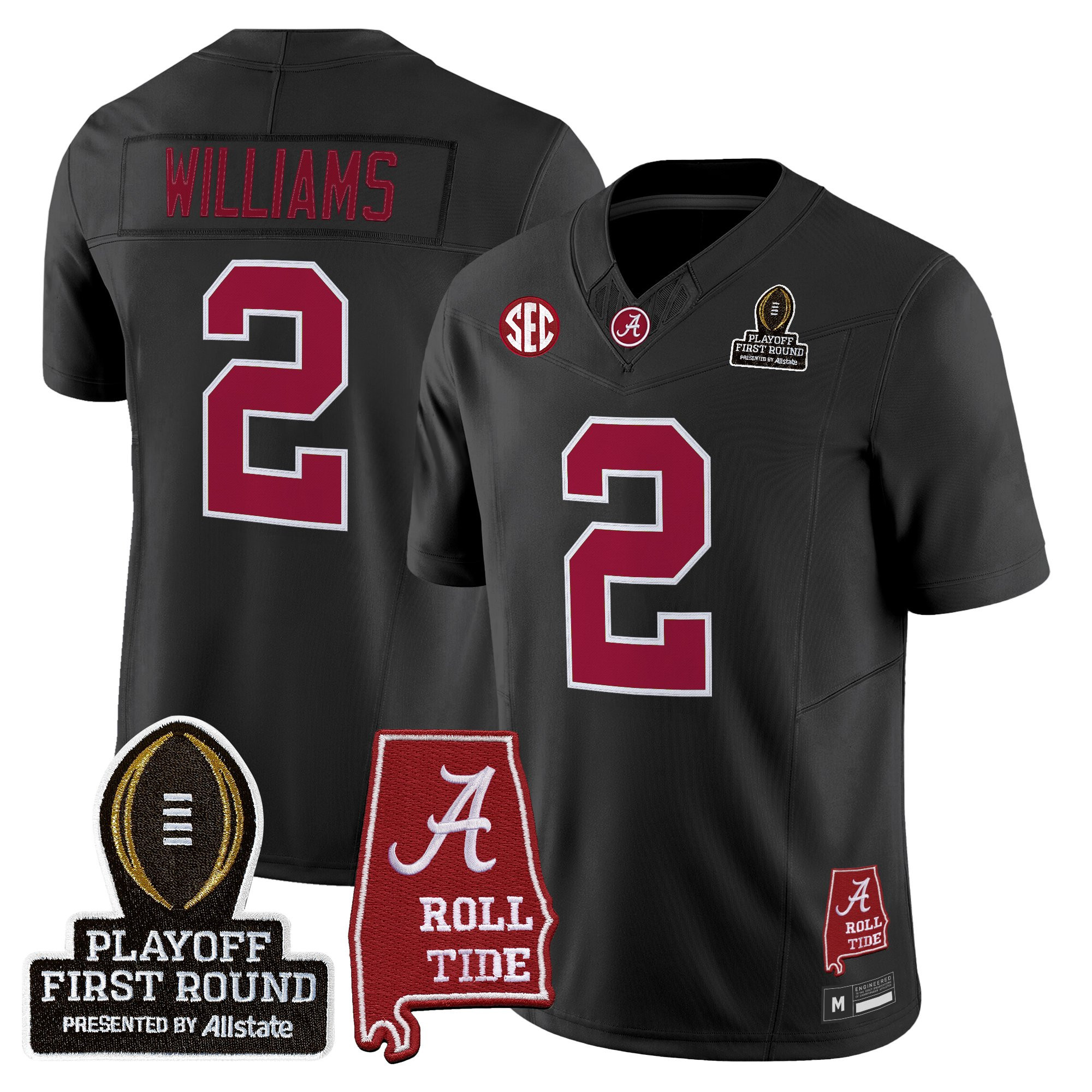 Ryan Williams Men's Alabama Crimson Tide 2025 Playoff First Round Vapor Limited Black Jersey - All Stitched