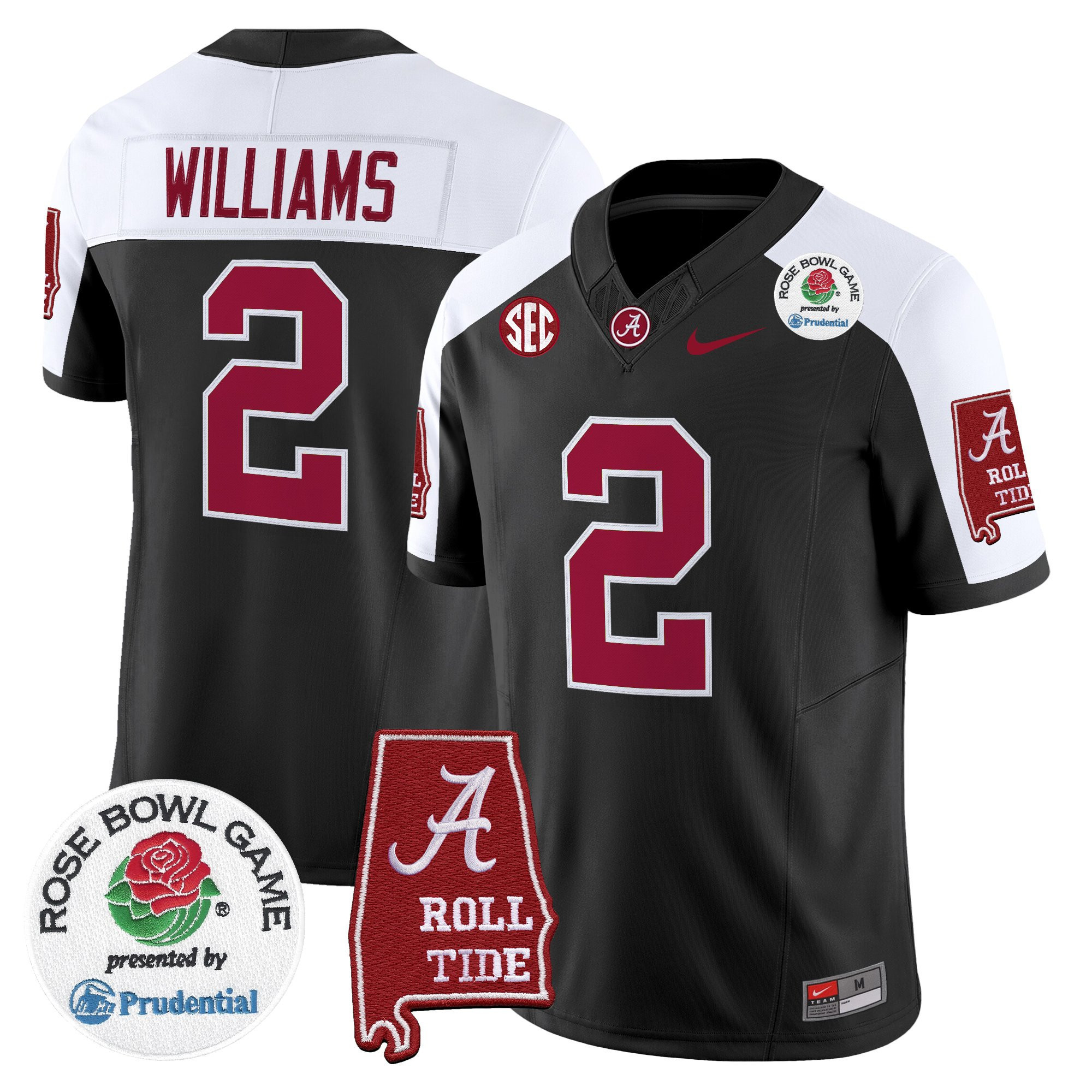 Ryan Williams Men's Alabama Crimson Tide 2026 Rose Bowl Vapor Limited Black Alternate Jersey - All Stitched
