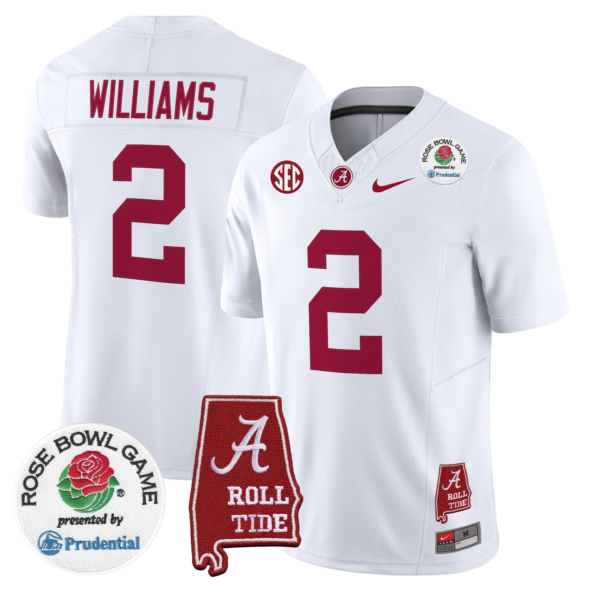 Ryan Williams Men's Alabama Crimson Tide 2026 Rose Bowl Vapor Limited White Jersey - All Stitched