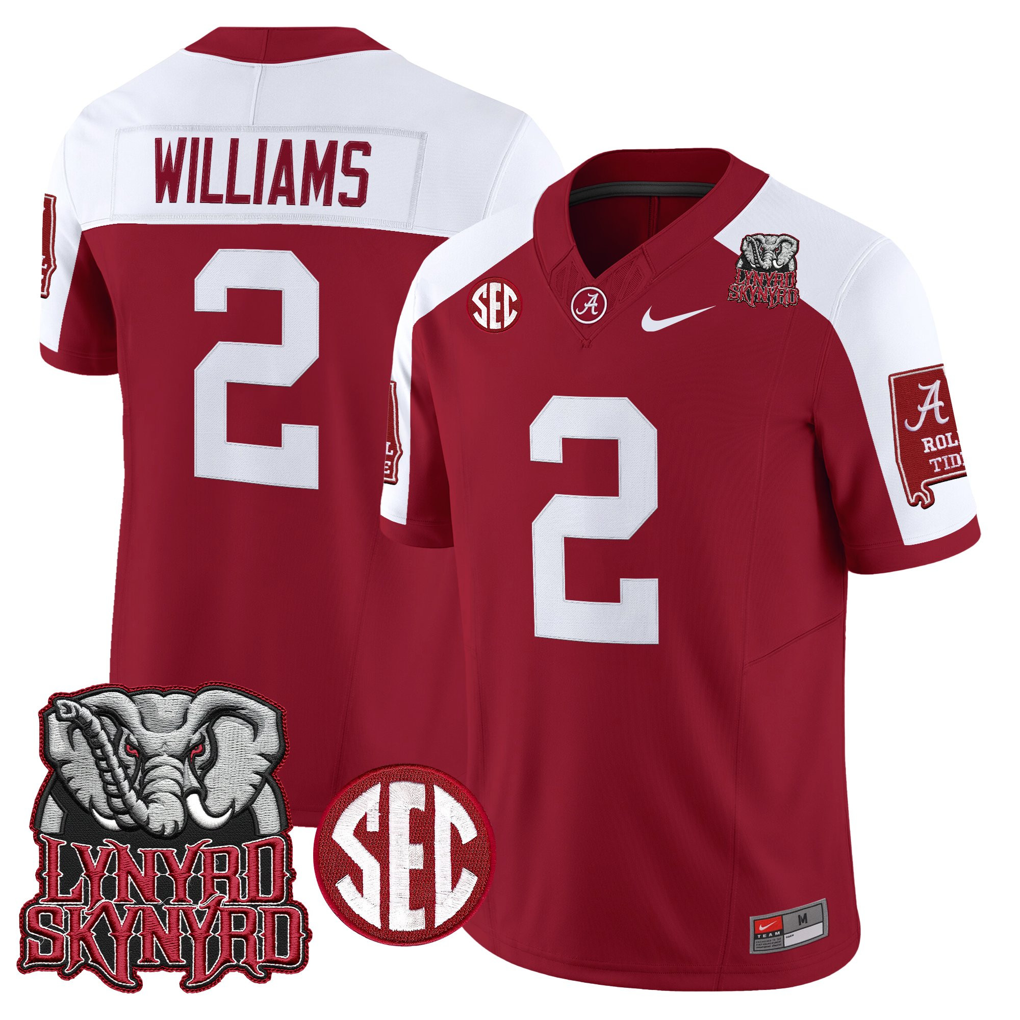 Ryan Williams Men's Alabama Crimson Tide x Lynyrd Skynyrd Vapor Limited Crimson Alternate Jersey - Alabama Map - All Stitched