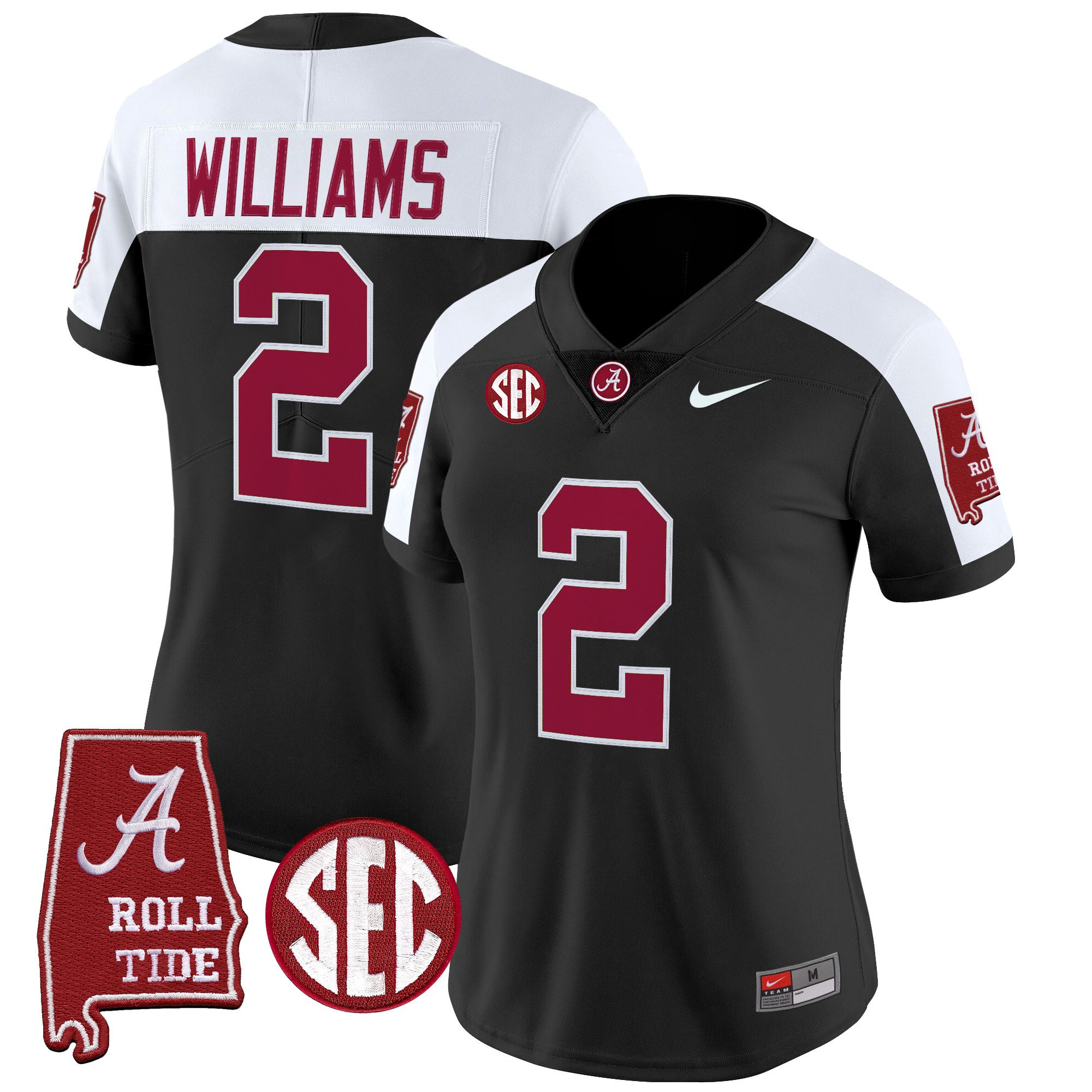 Ryan Williams Women's Alabama Crimson Tide 2025 Vapor Limited Black Alternate Jersey - Alabama Map - All Stitched