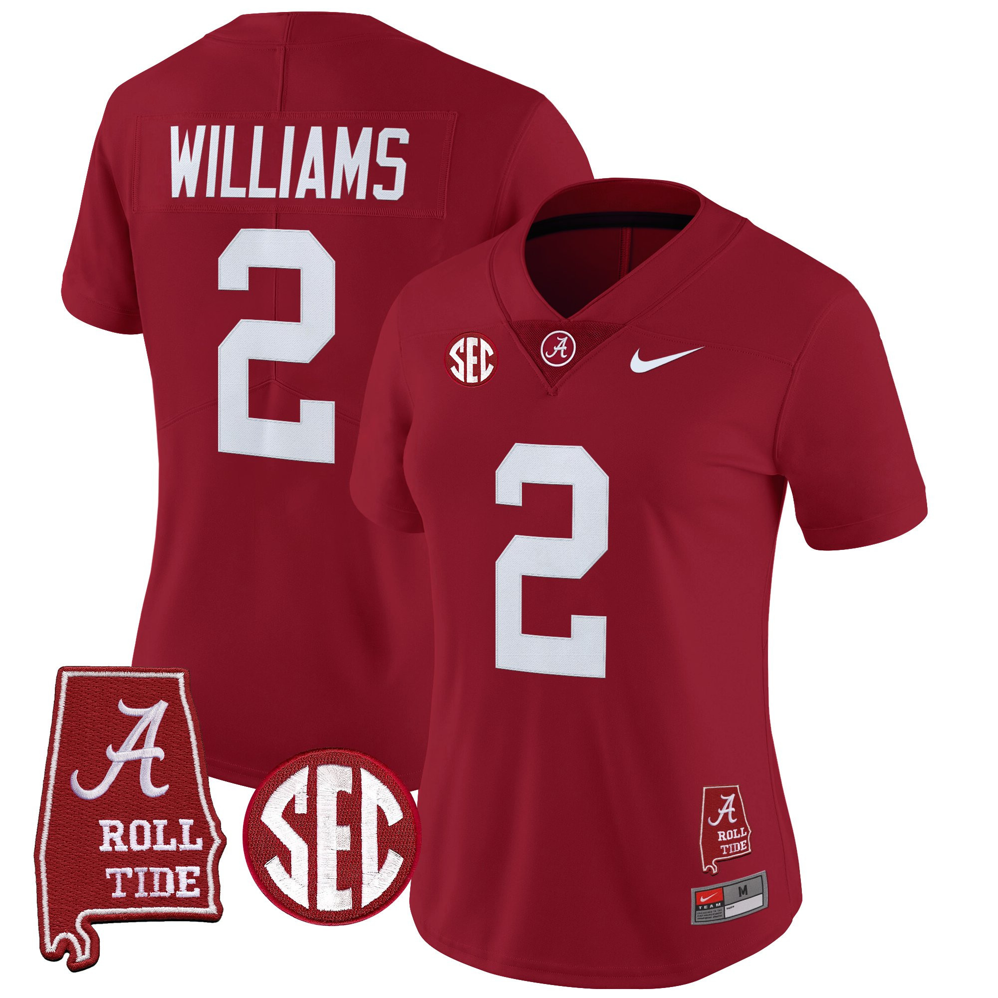 Ryan Williams Women's Alabama Crimson Tide 2025 Vapor Limited Crimson Jersey - Alabama Map - All Stitched