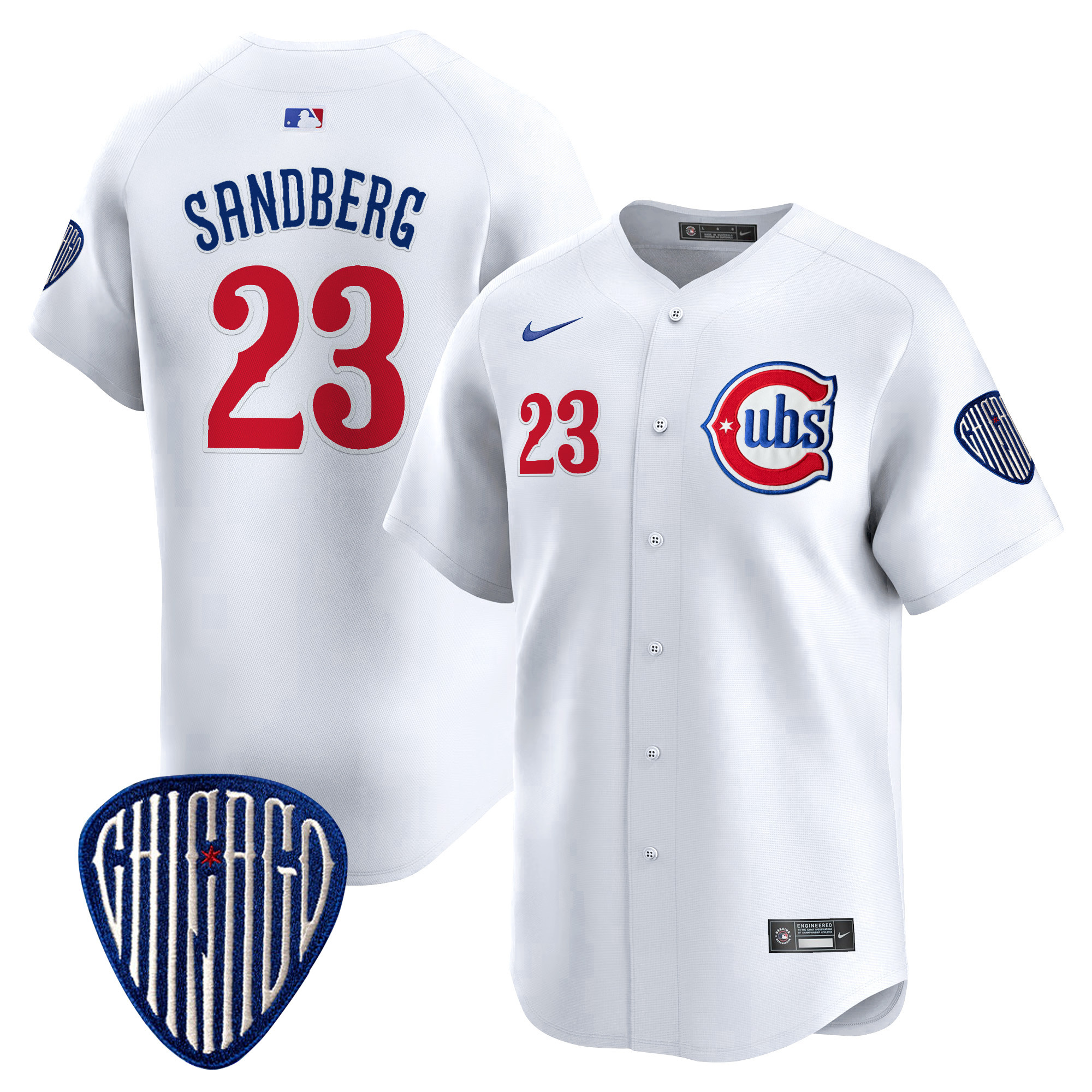 Ryne Sandberg Men's Chicago Cubs Blue Alternate Vapor Premier Limited White Jersey - All Stitched