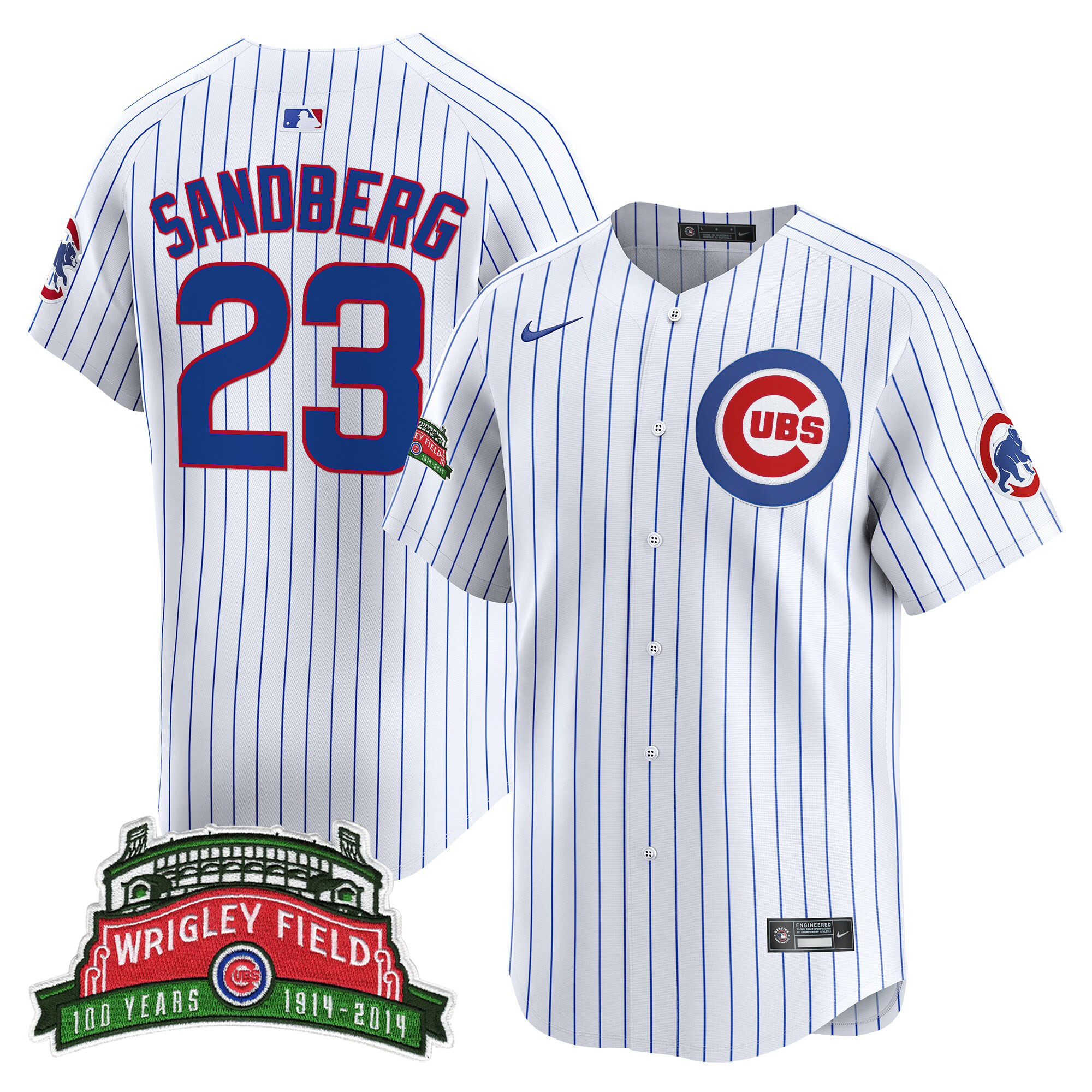Ryne Sandberg Men's Chicago Cubs Wrigley Field Style Vapor Premier Limited Pinstripe Jersey - All Stitched