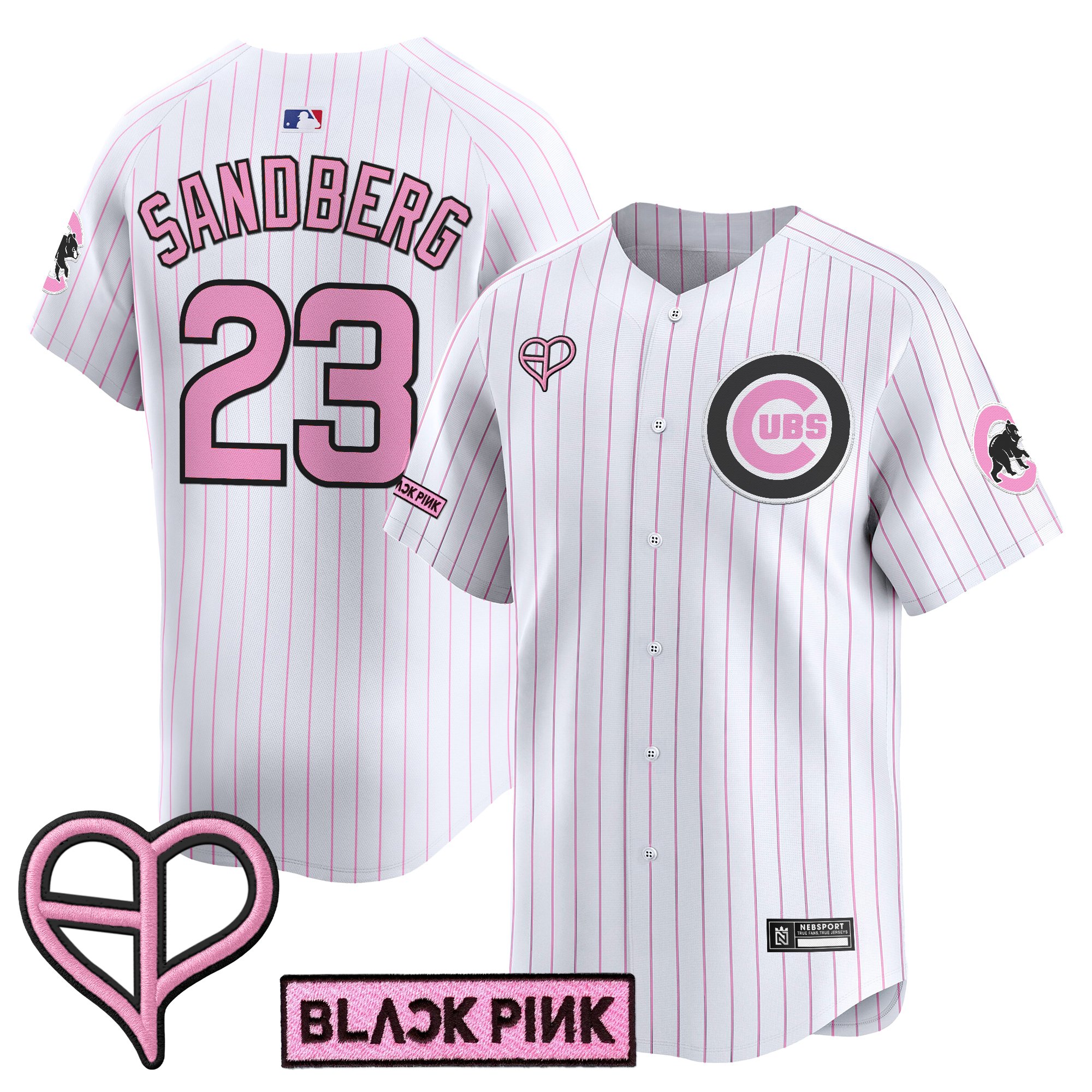 Ryne Sandberg Unisex Chicago Cubs x BLACKPINK 2025 Vapor Premier Limited Pinstripe Jersey - All Stitched