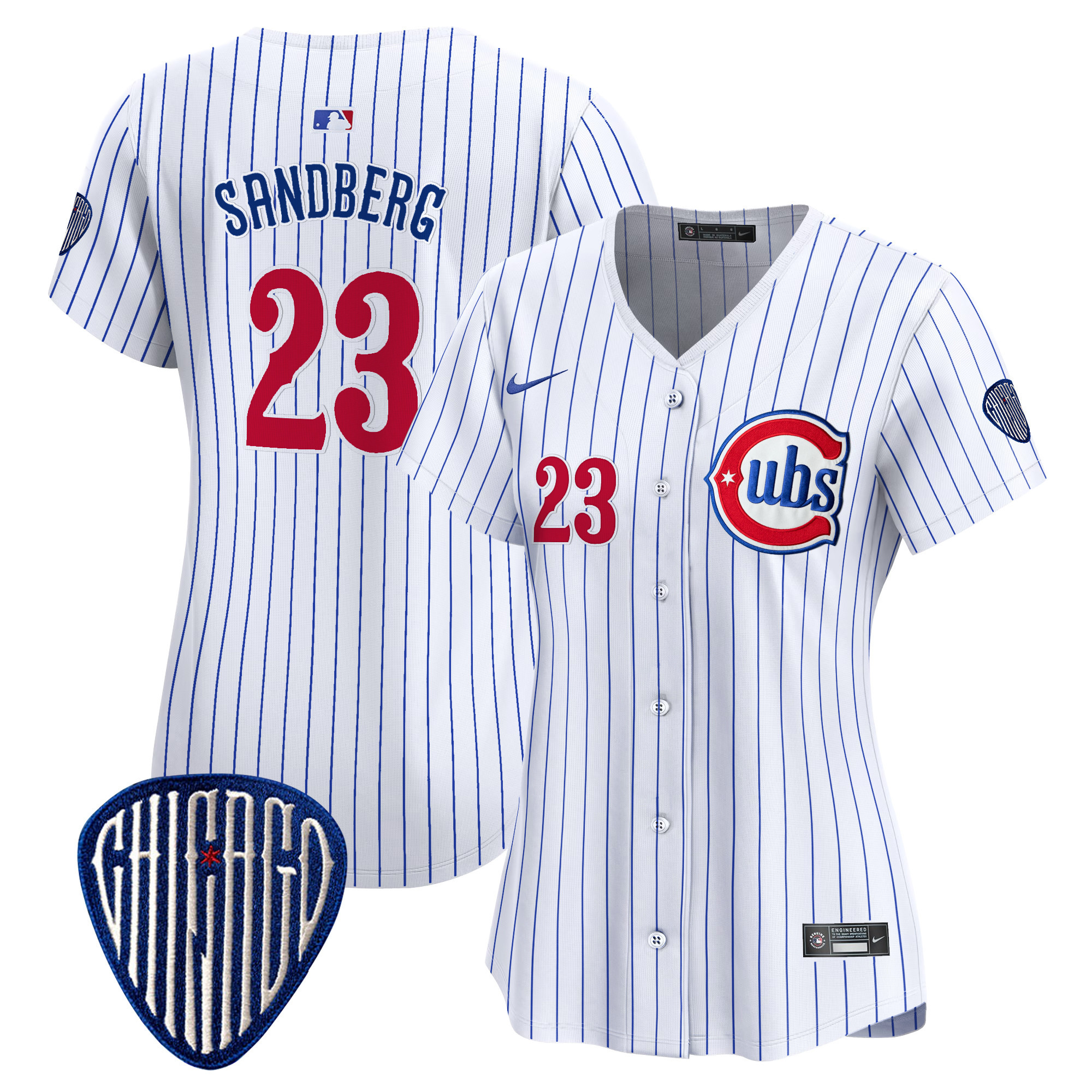 Ryne Sandberg Women's Chicago Cubs Blue Alternate Vapor Premier Limited Pinstripe Jersey - All Stitched