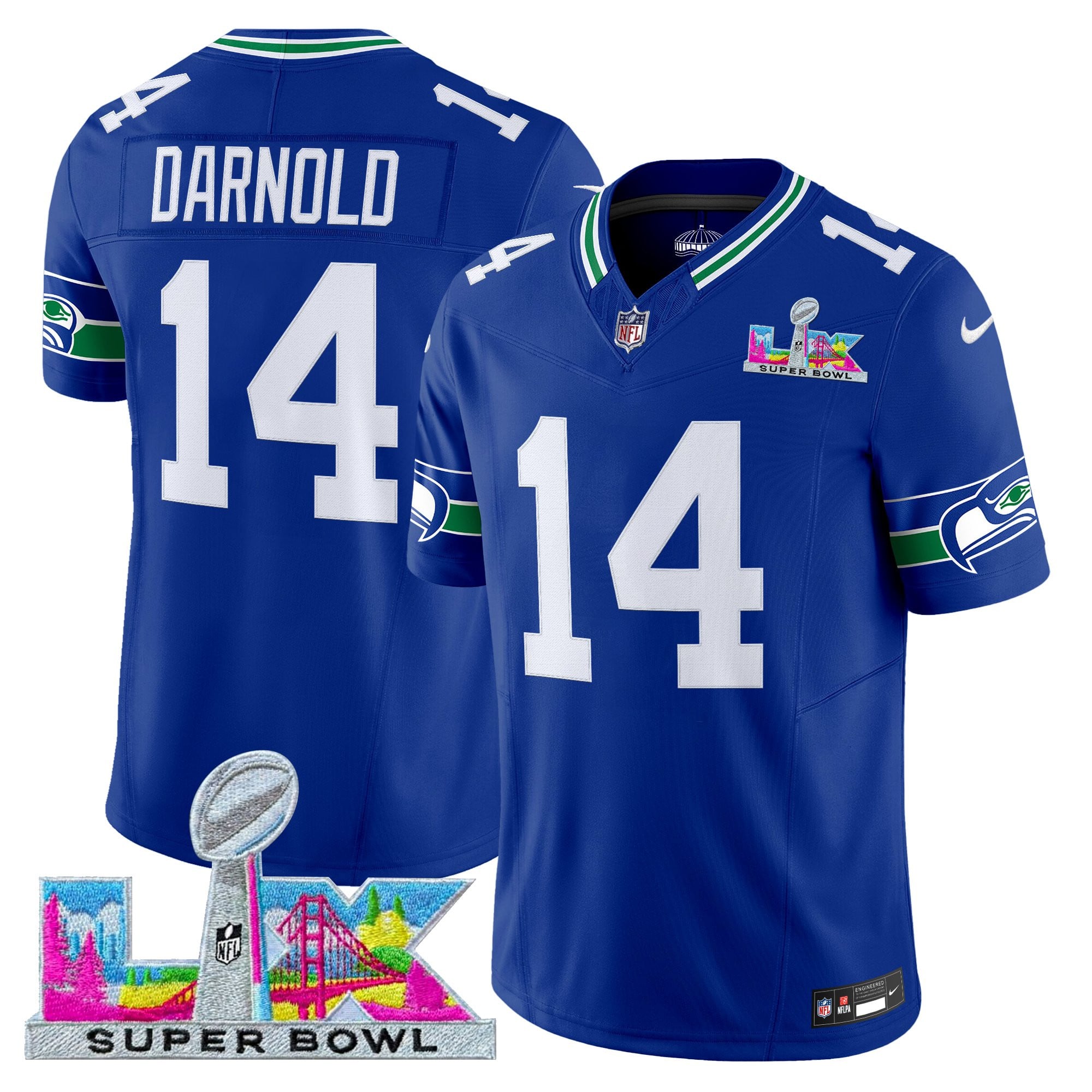 Sam Darnold Men's Seattle Seahawks Super Bowl LX Vapor Limited Royal Jersey - All Stitched