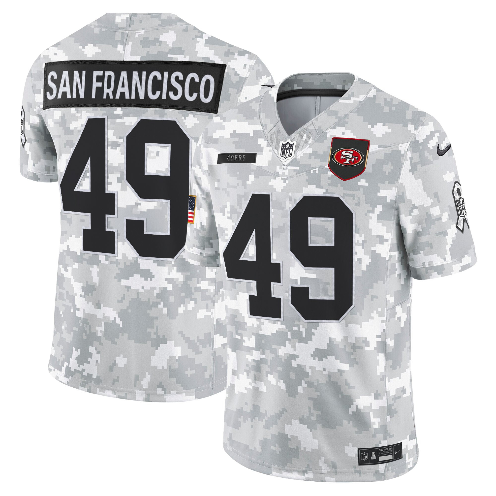 San Francisco Men's San Francisco 49ers 2025 Salute to Service Vapor Limited Arctic Camo Jersey - All Stitched