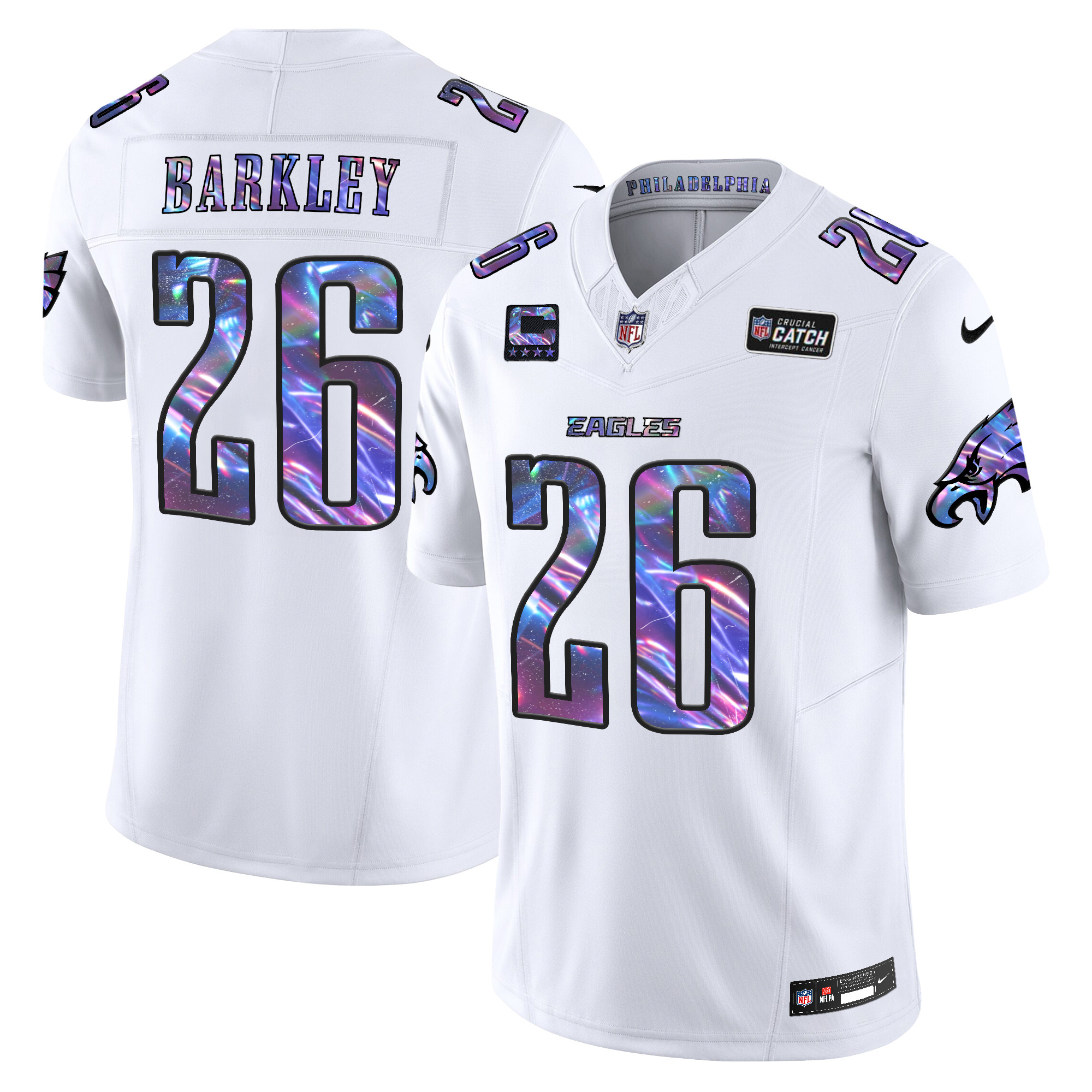 Saquon Barkley Men's Philadelphia Eagles 2024 Crucial Catch Vapor Limited White Jersey V2 - All Stitched