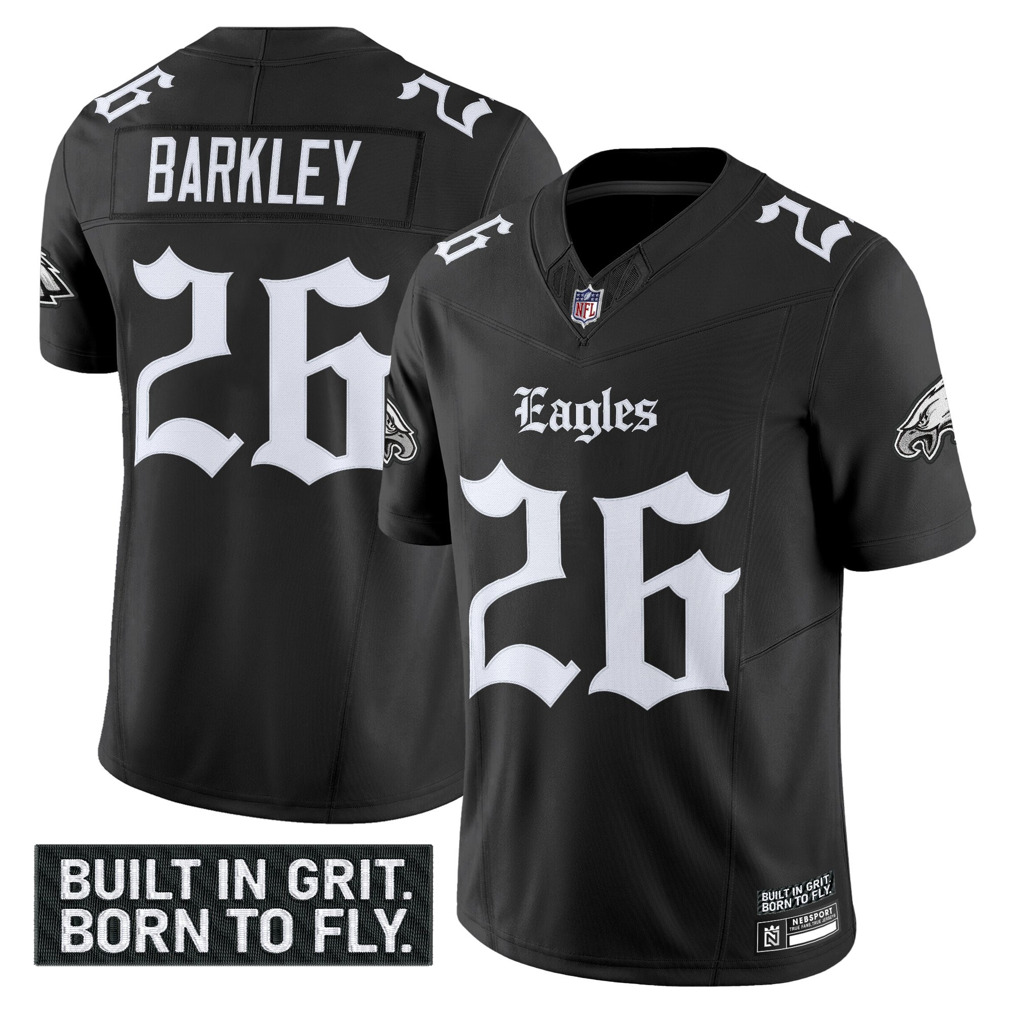 Saquon Barkley Men's Philadelphia Eagles Gothic Philly Edition Vapor Limited Black Jersey V2 - All Stitched