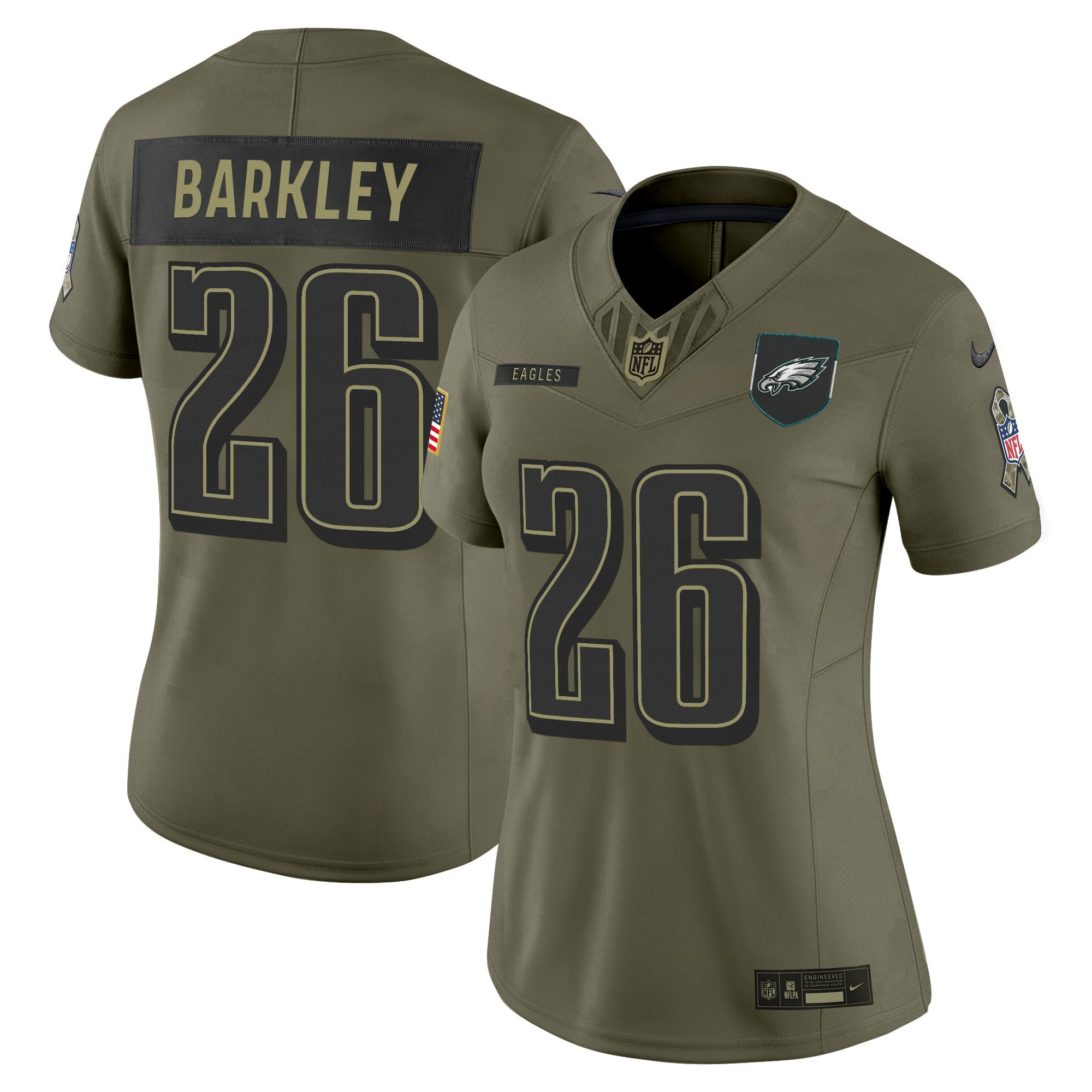 Saquon Barkley Women's Philadelphia Eagles 2025 Salute to Service Limited Olive Jersey - All Stitched