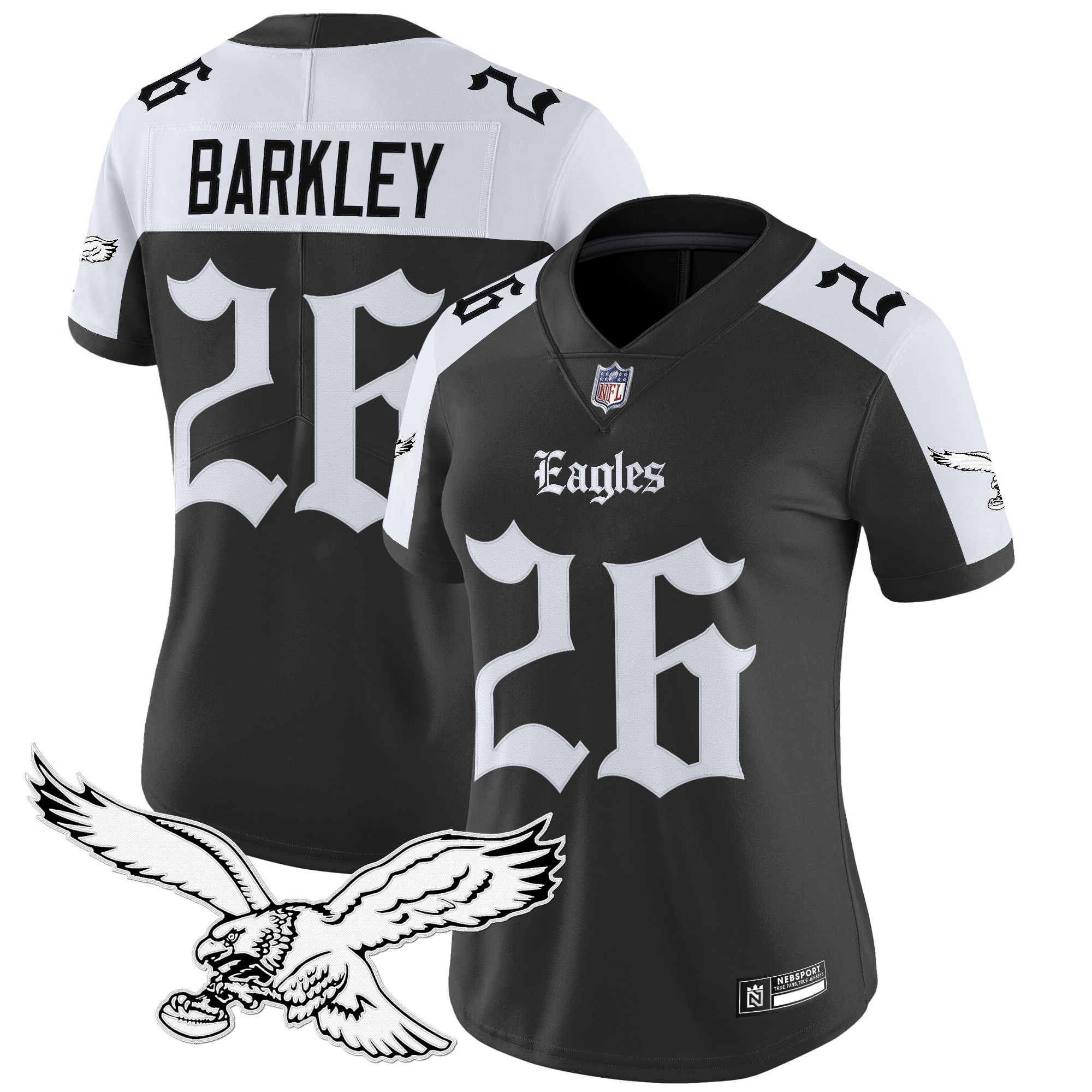 Saquon Barkley Women's Philadelphia Eagles Gothic Philly Edition Vapor Limited Alternate Jersey - All Stitched