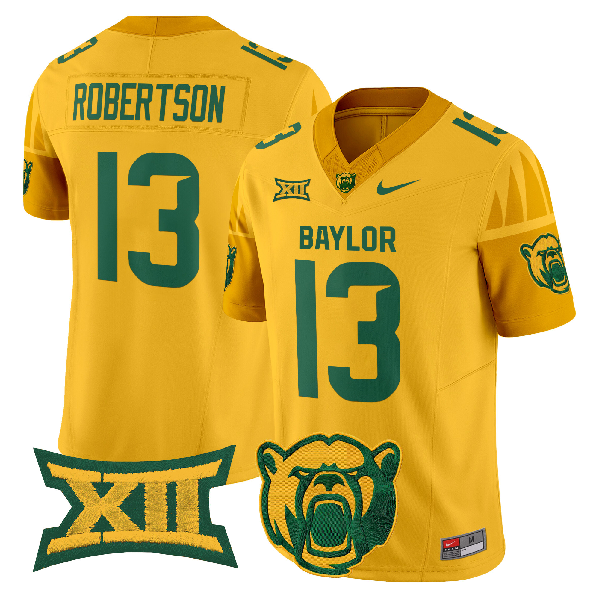 Sawyer Robertson Men's Baylor Bears 2025 Vapor Limited Gold Jersey V2 - All Stitched