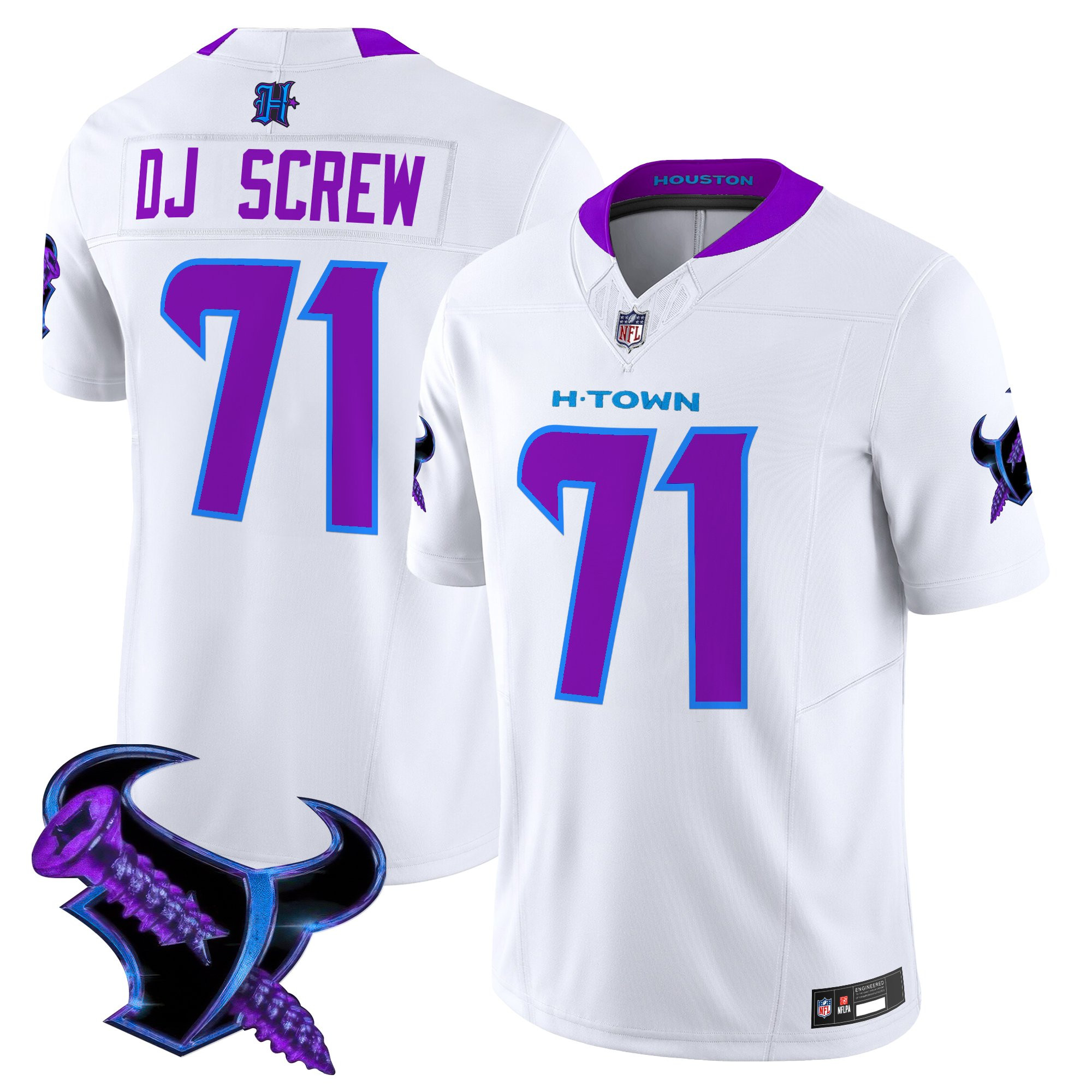 Screw 1971 Men's Houston Texans 2025 DJ Screw Vapor Limited White Jersey - All Stitched