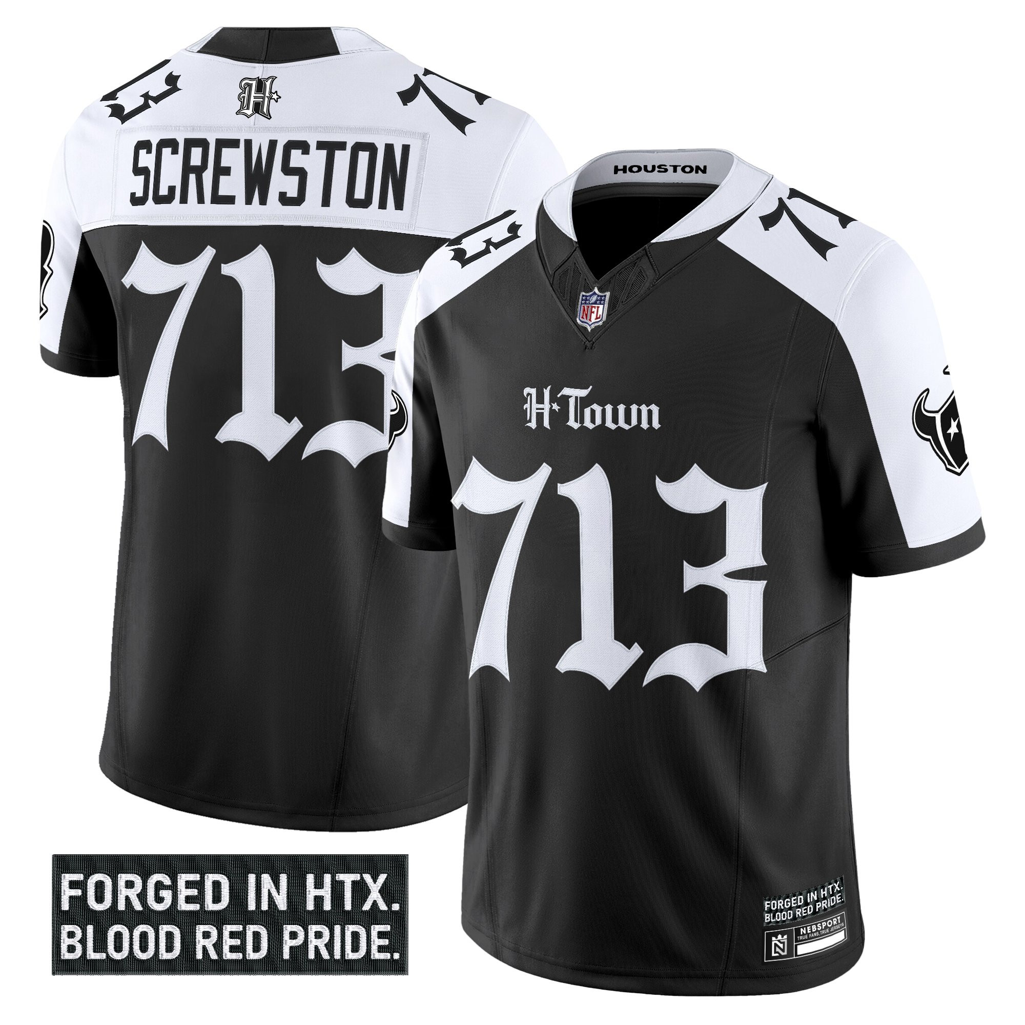 Screwston 713 Men's Houston Texans Gothic Lone Star Shadows Edition Vapor Limited Alternate Jersey - All Stitched