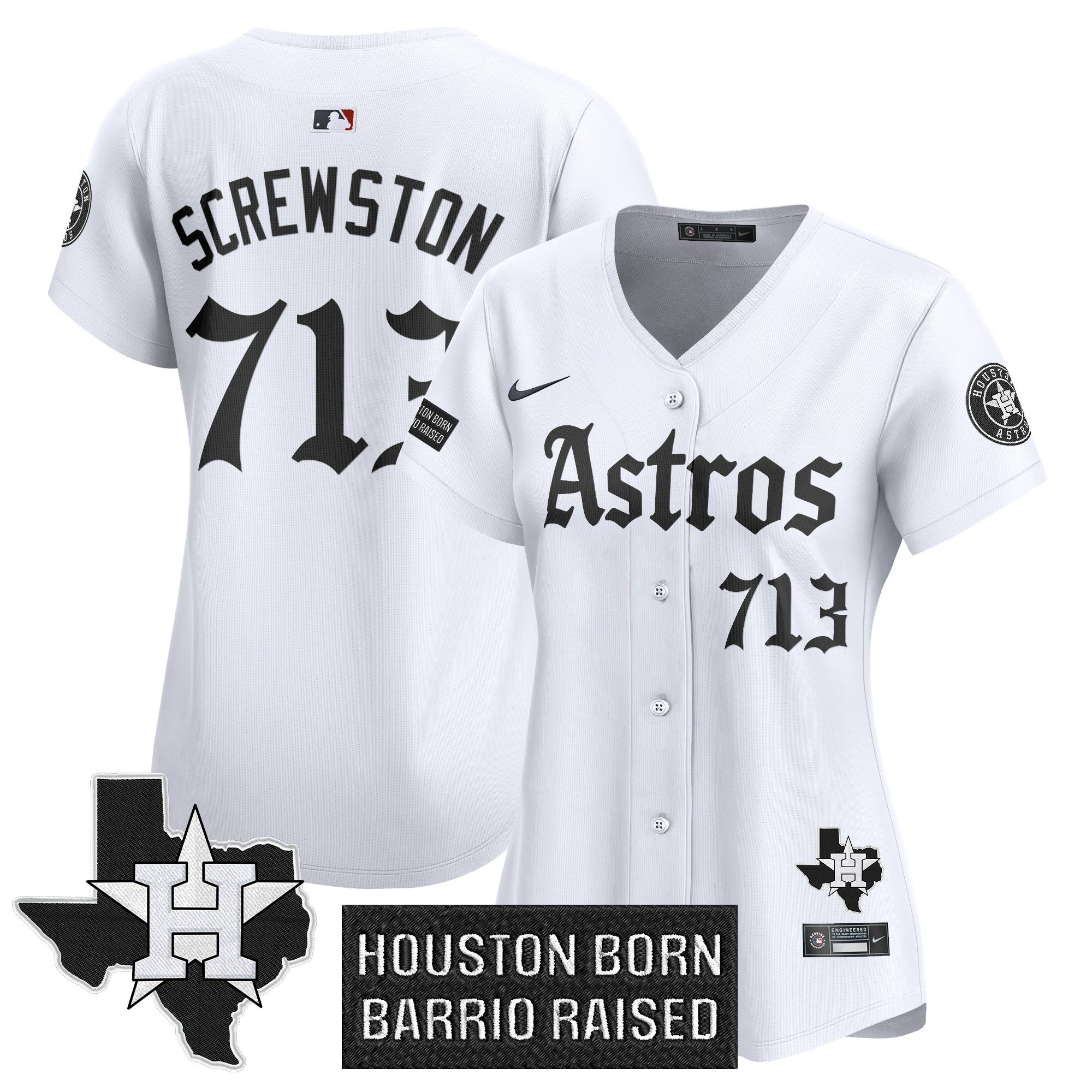 Screwston 713 Women's Houston Astros Gothic Edition Vapor Premier Limited White Jersey - All Stitched