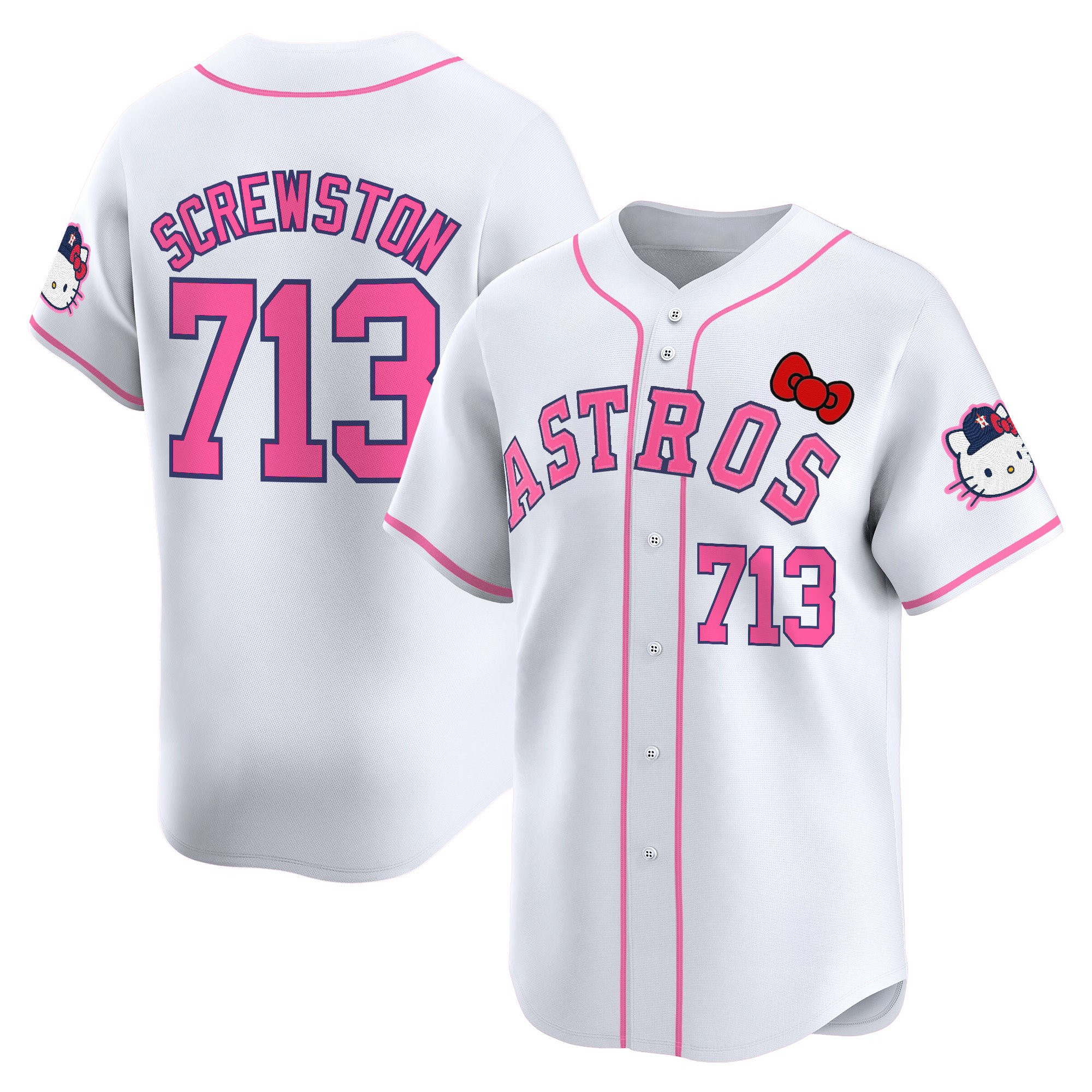 Screwston 713 Youth's Houston Astros Hello Kitty Vapor Premier Limited White Jersey V2 - All Stitched