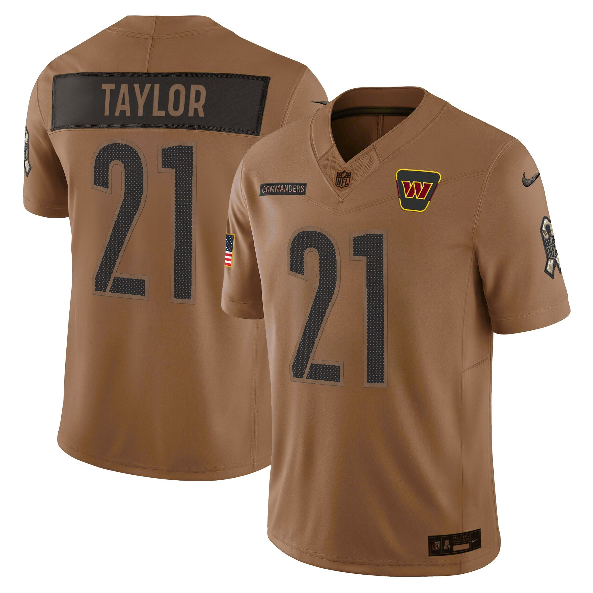 Sean Taylor Men's Washington Commanders 2025 Salute to Service Vapor Limited Brown Jersey - All Stitched