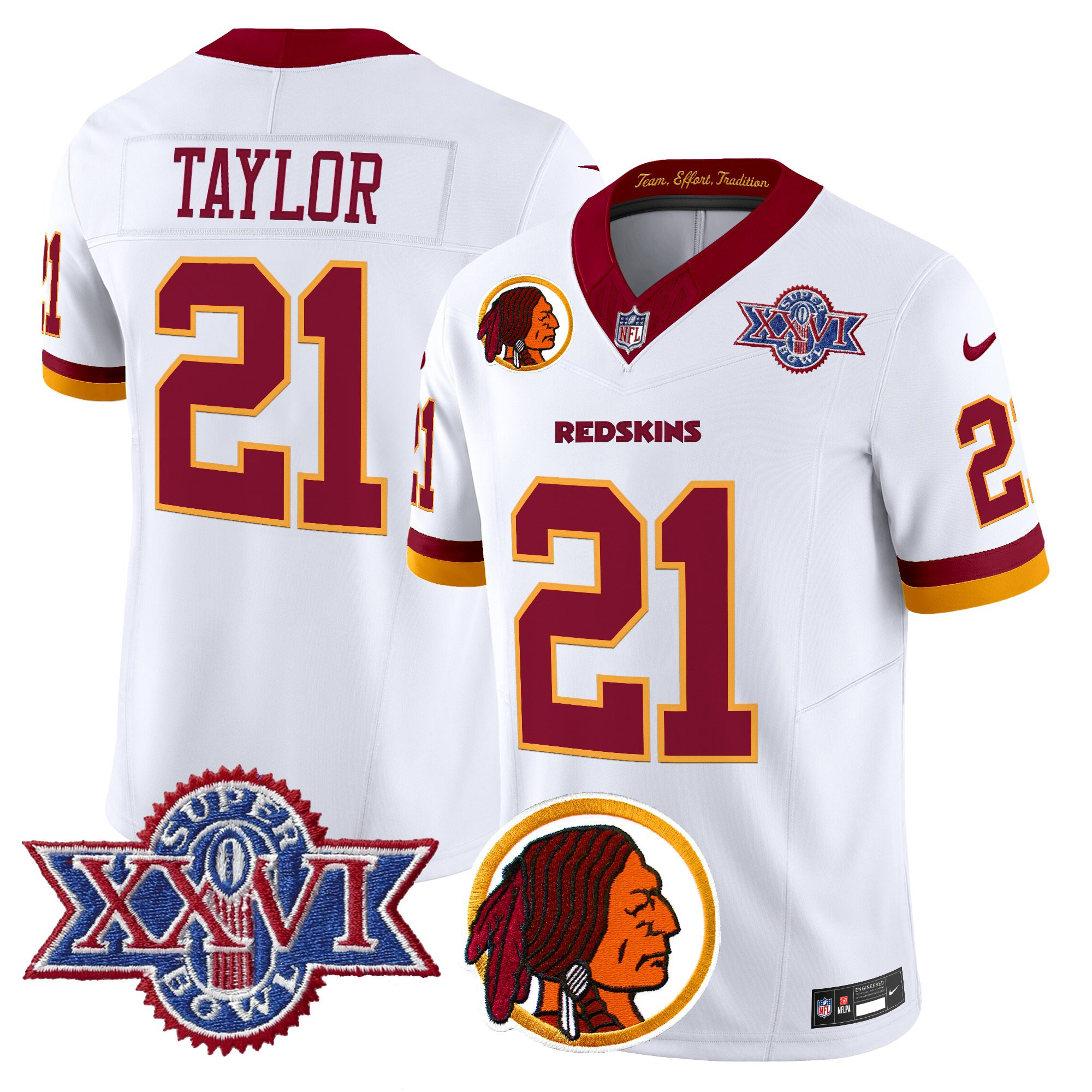 Sean Taylor Men's Washington Commanders Throwback 1992 Super Bowl XXVI Patch Vapor Limited White Jersey V2 - All Stitched