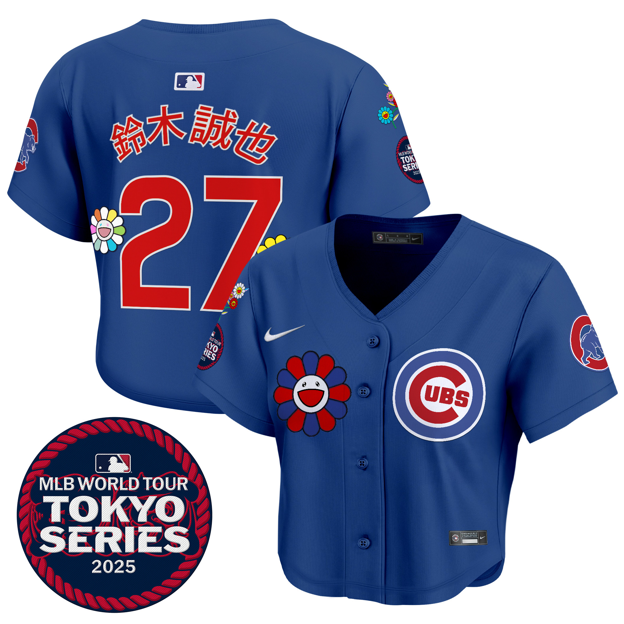 Seiya Suzuki (Kanji) Women's Chicago Cubs Tokyo Series 2025 Crop Top Baseball Royal Jersey - Stitched