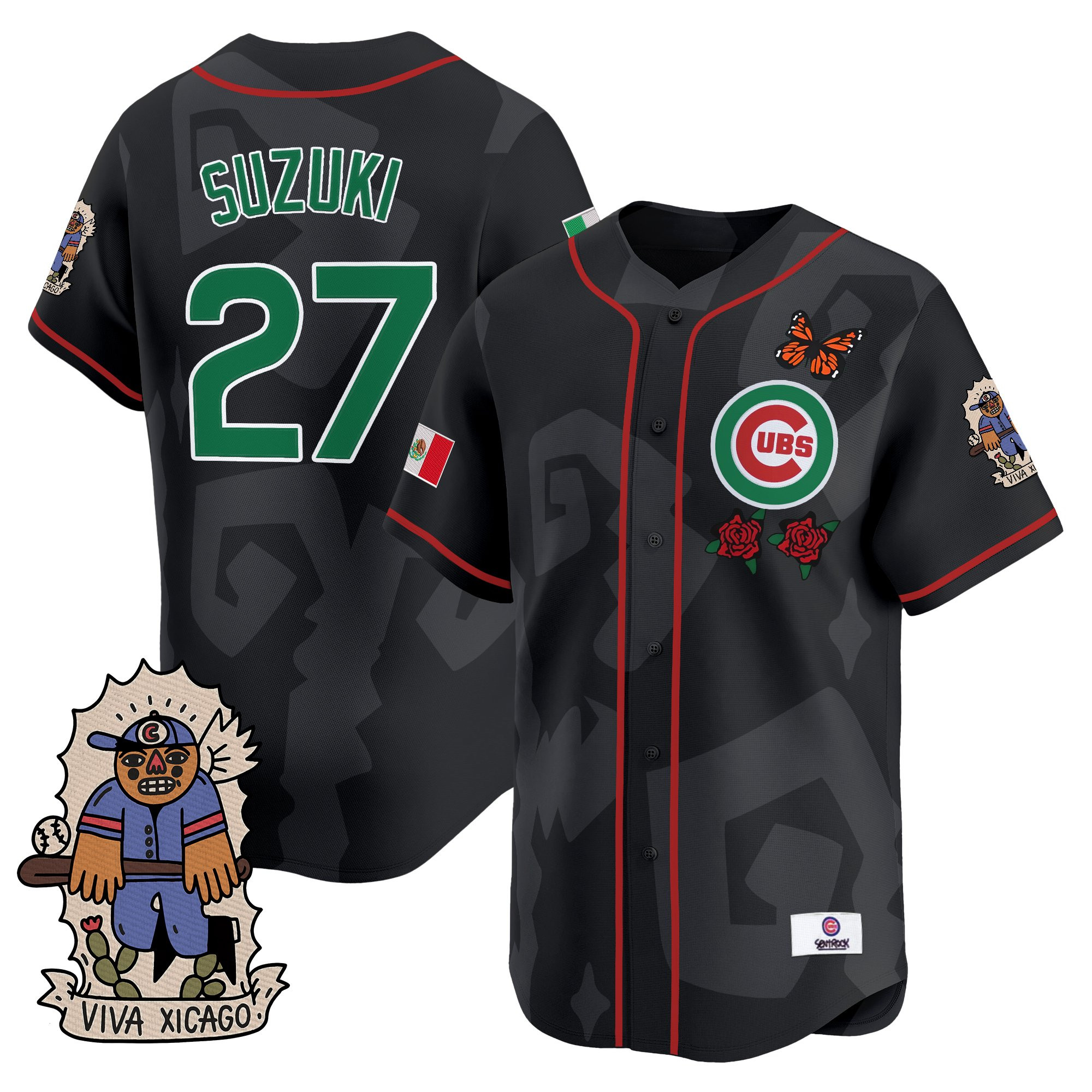 Seiya Suzuki Men's 2025 Chicago Cubs Mexican Heritage Vapor Premier Limited Black Jersey - Stitched