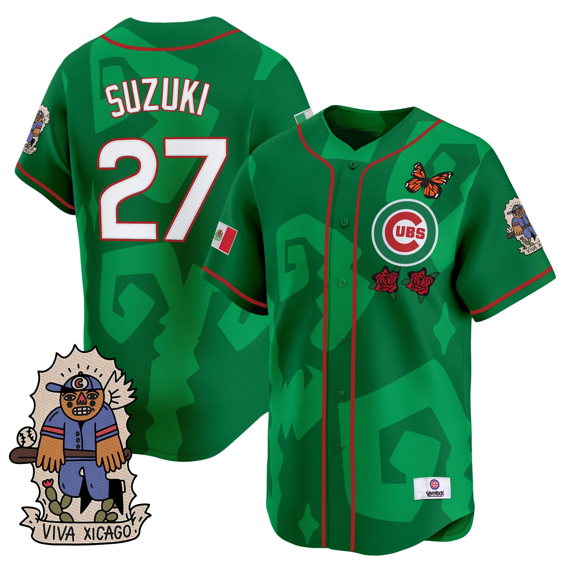 Seiya Suzuki Men's 2025 Chicago Cubs Mexican Heritage Vapor Premier Limited Green Jersey - Stitched