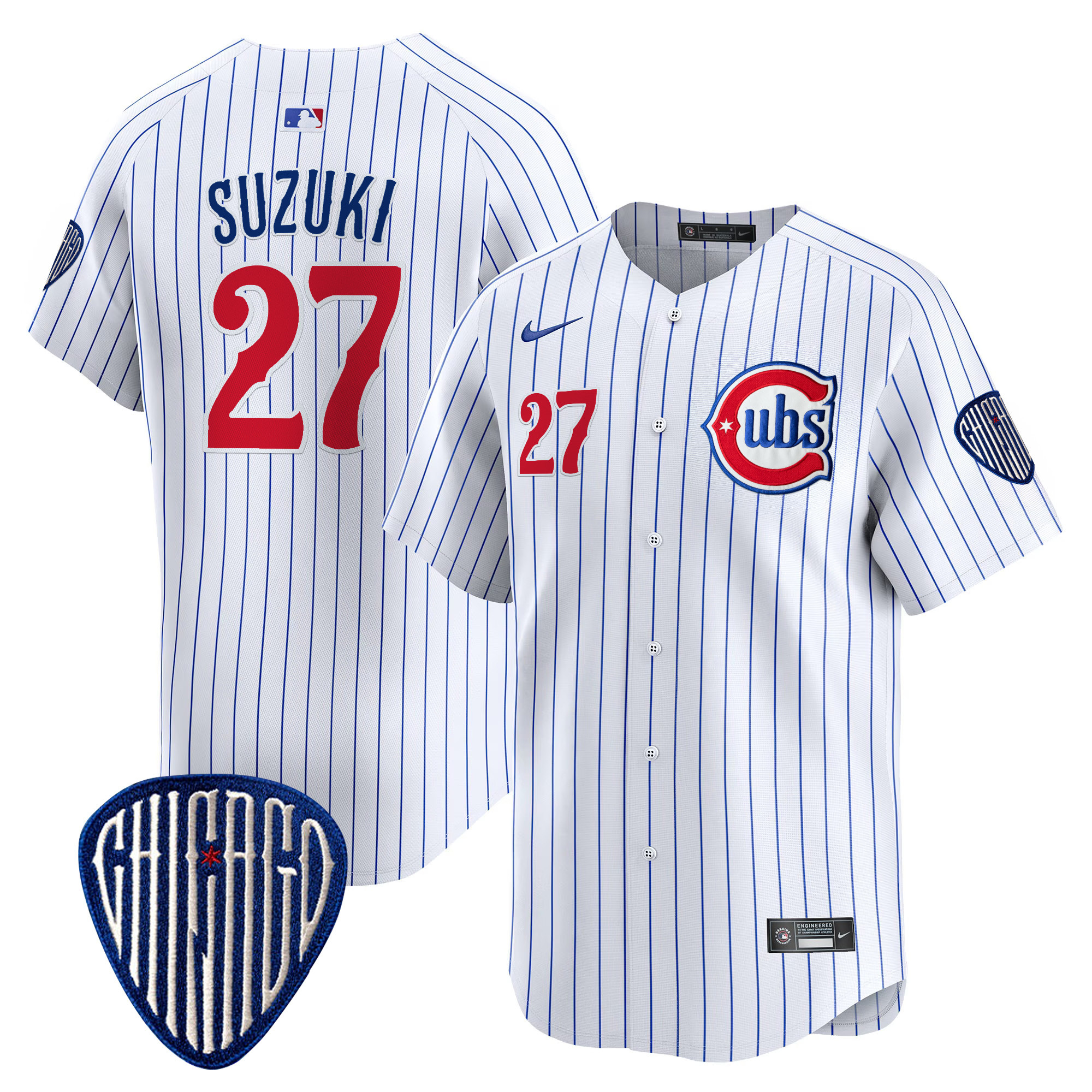 Seiya Suzuki Men's Chicago Cubs Blue Alternate Vapor Premier Limited Pinstripe Jersey - All Stitched
