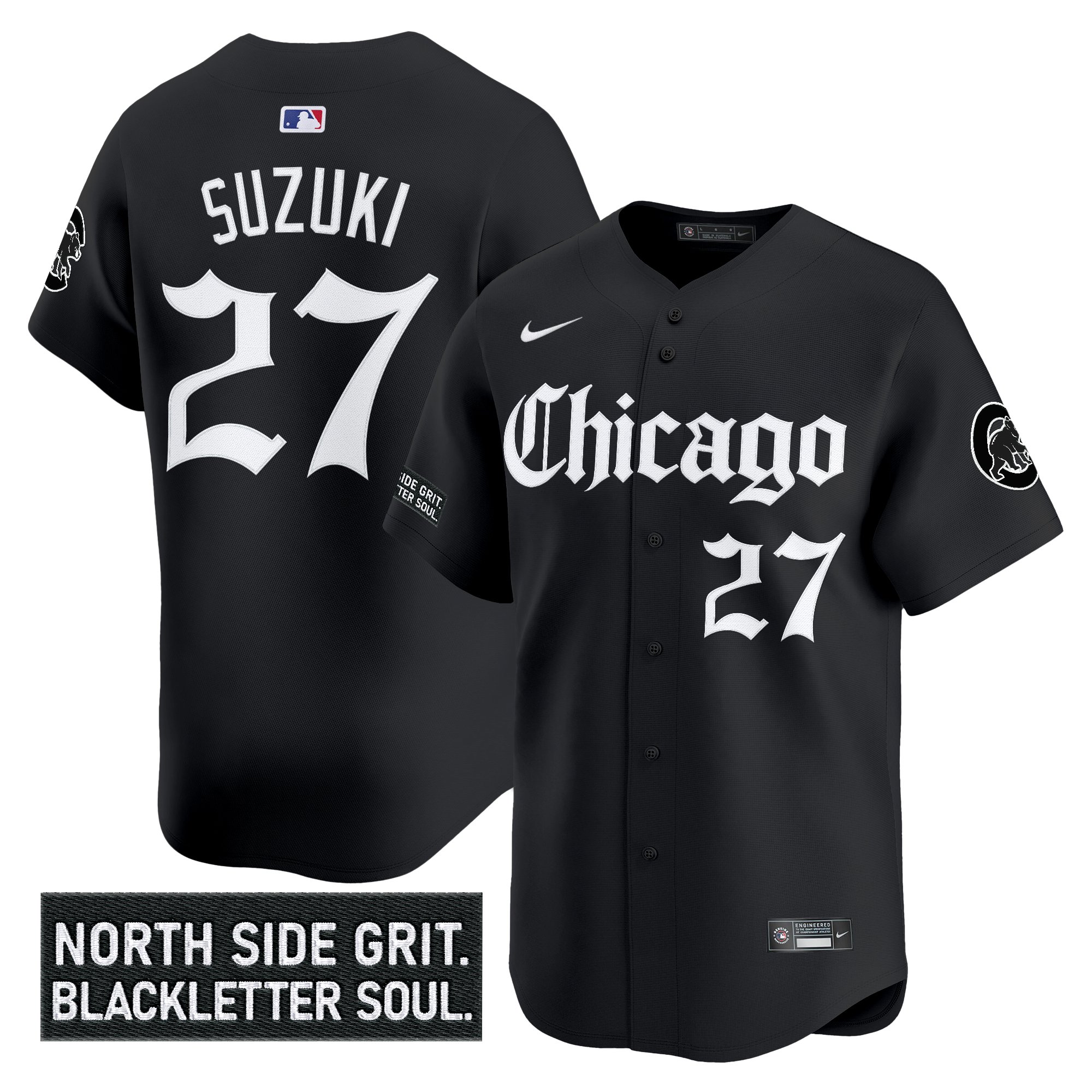 Seiya Suzuki Men's Chicago Cubs Gothic North Side Edition Vapor Premier Limited Black Jersey V2 - All Stitched