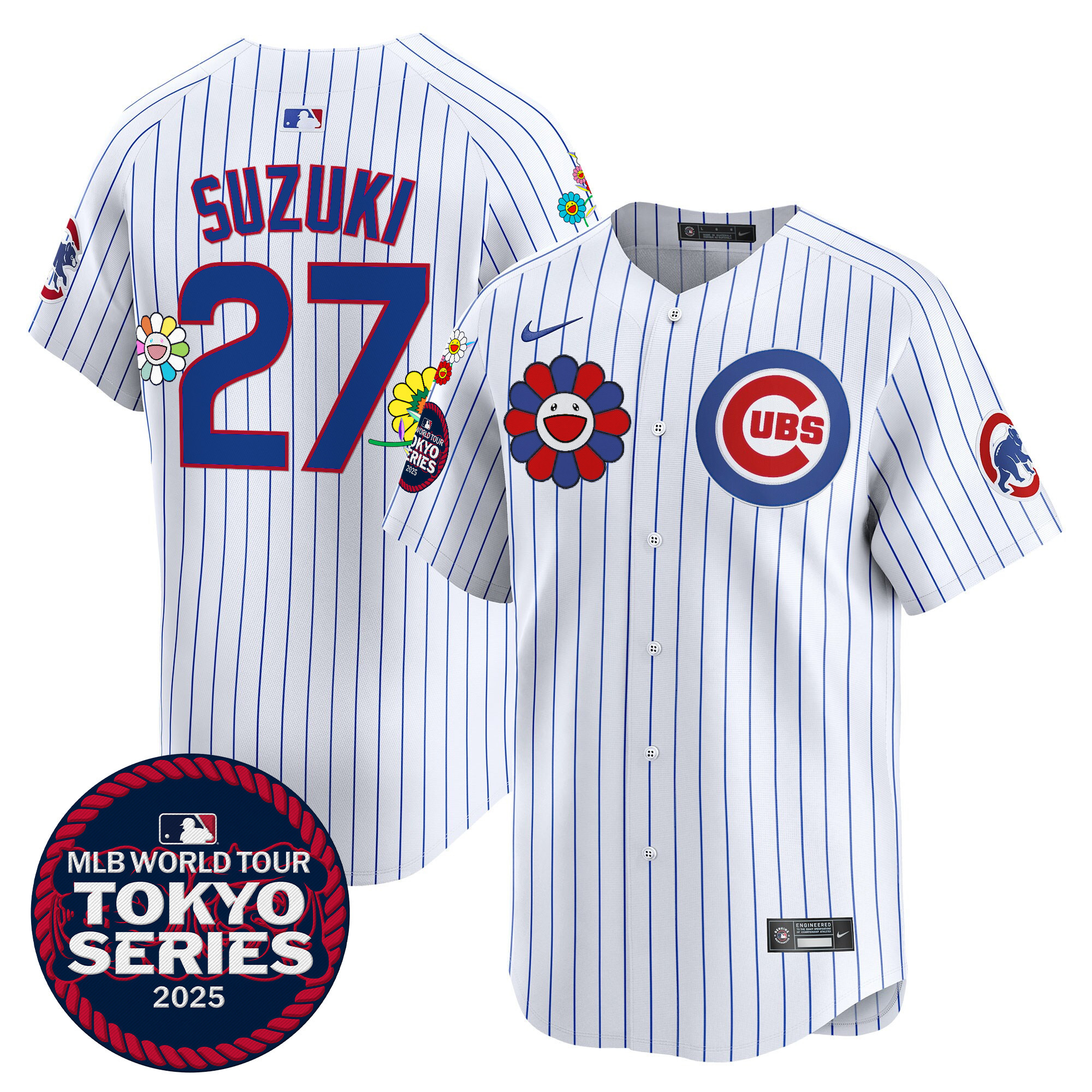 Seiya Suzuki Men's Chicago Cubs Tokyo Series 2025 Vapor Premier Limited Pinstripe Jersey - Stitched