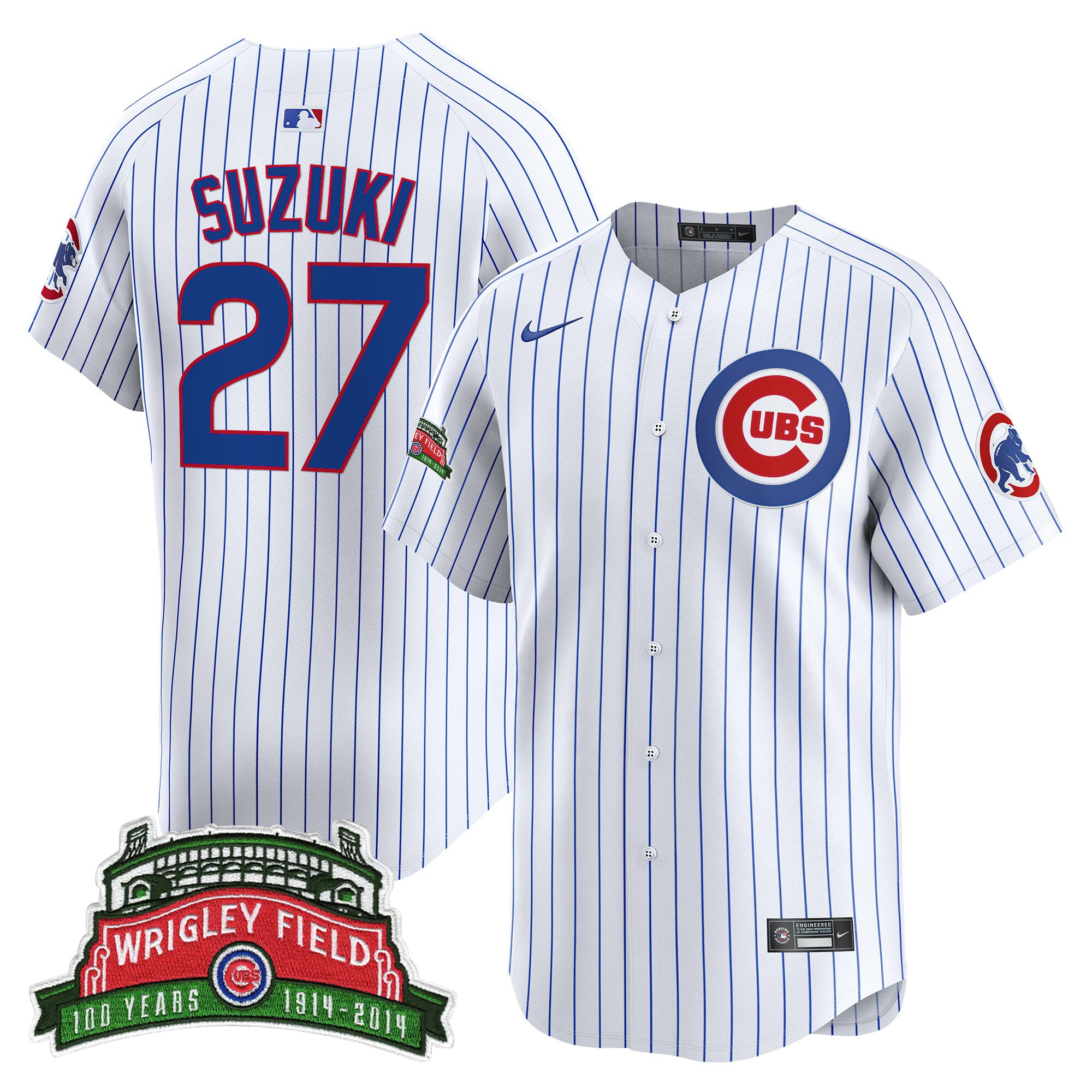 Seiya Suzuki Men's Chicago Cubs Wrigley Field Style Vapor Premier Limited Pinstripe Jersey - All Stitched