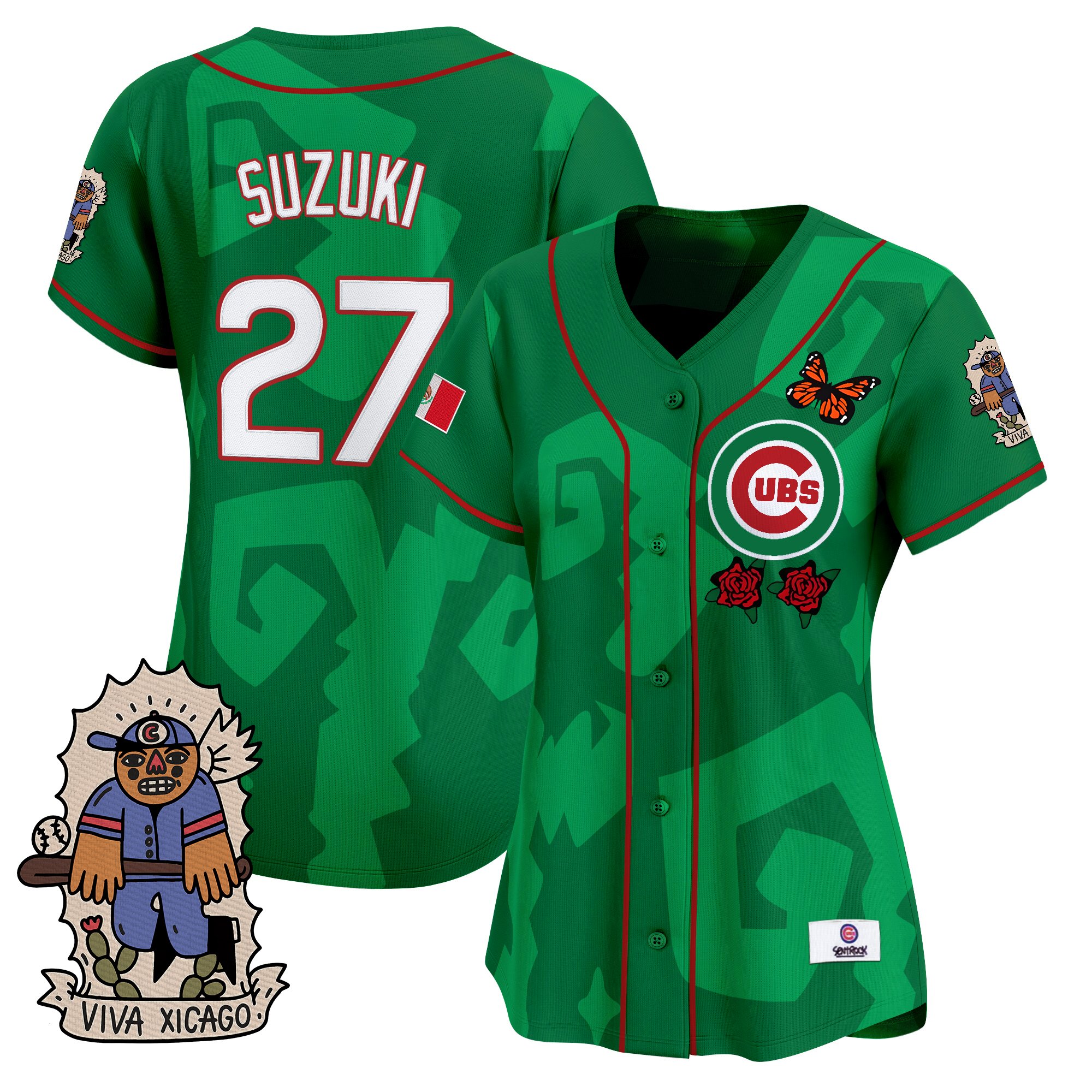 Seiya Suzuki Women's 2025 Chicago Cubs Mexican Heritage Vapor Premier Limited Green Jersey - Stitched