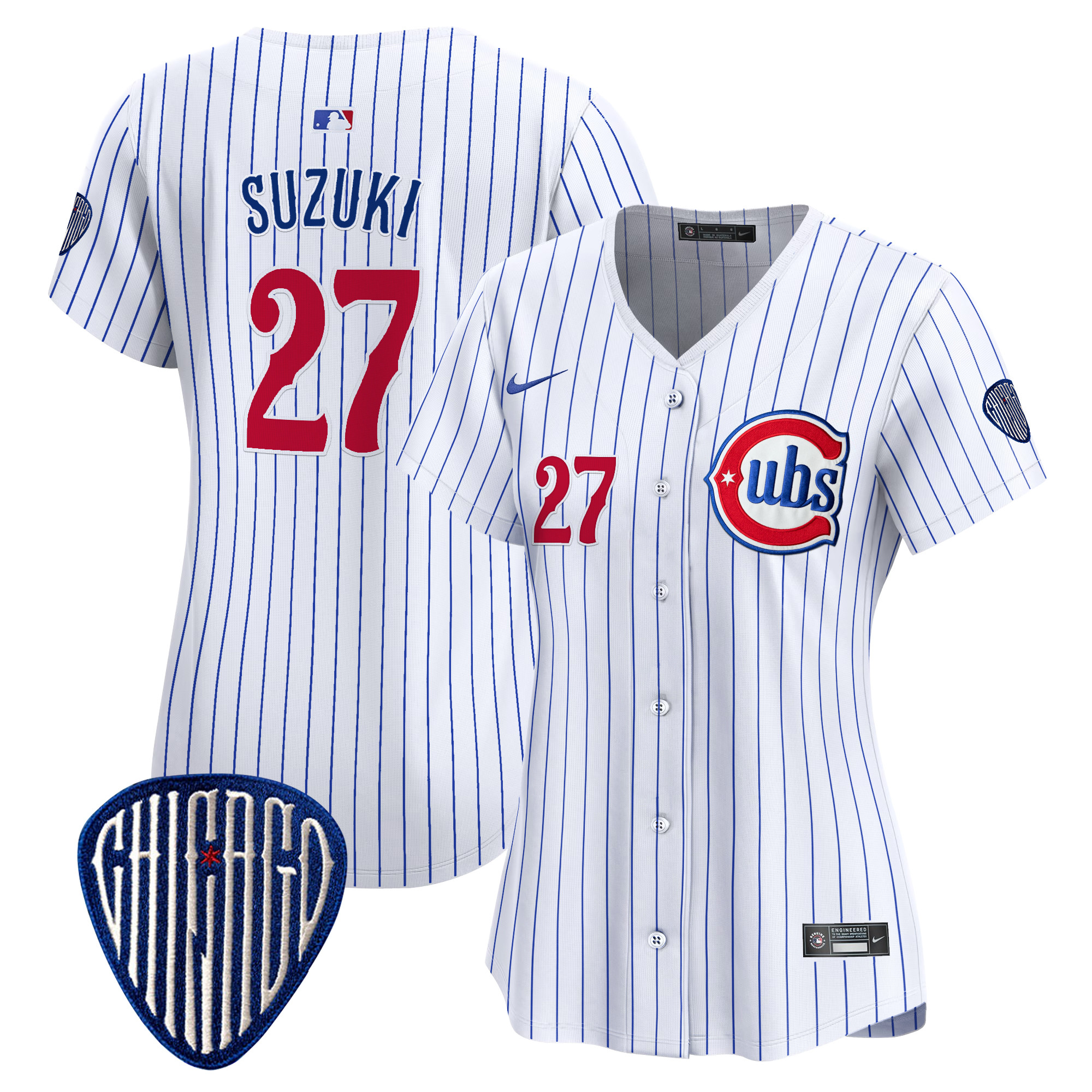 Seiya Suzuki Women's Chicago Cubs Blue Alternate Vapor Premier Limited Pinstripe Jersey - All Stitched