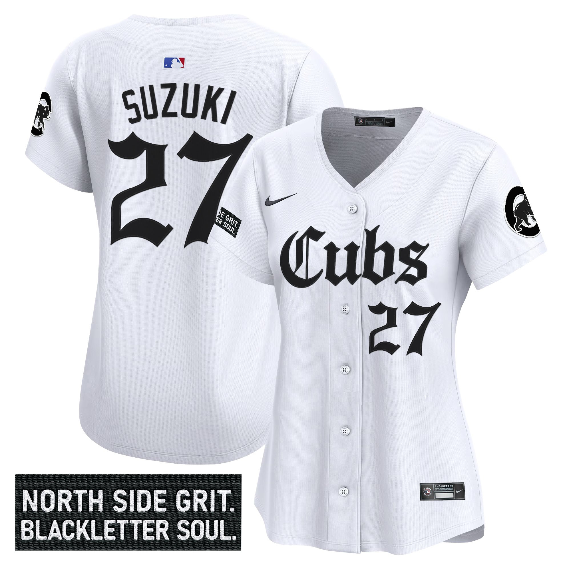 Seiya Suzuki Women's Chicago Cubs 'Gothic North Side Edition Vapor Premier Limited White Jersey - All Stitched