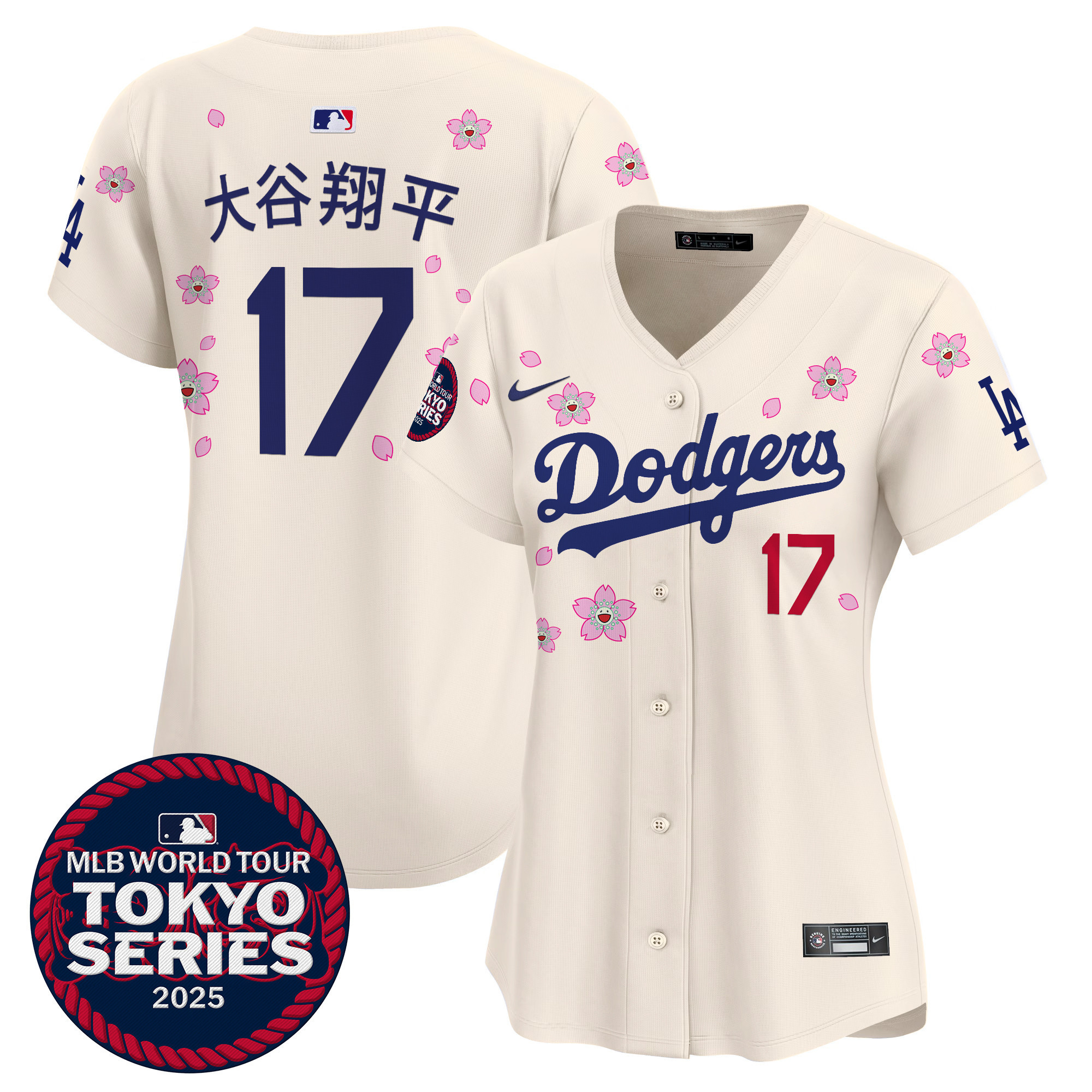 Shohei Ohtani (Kanji) Women's Los Angeles Dodgers Tokyo Series 2025 Vapor Premier Limited Cream Jersey V2 - Stitched