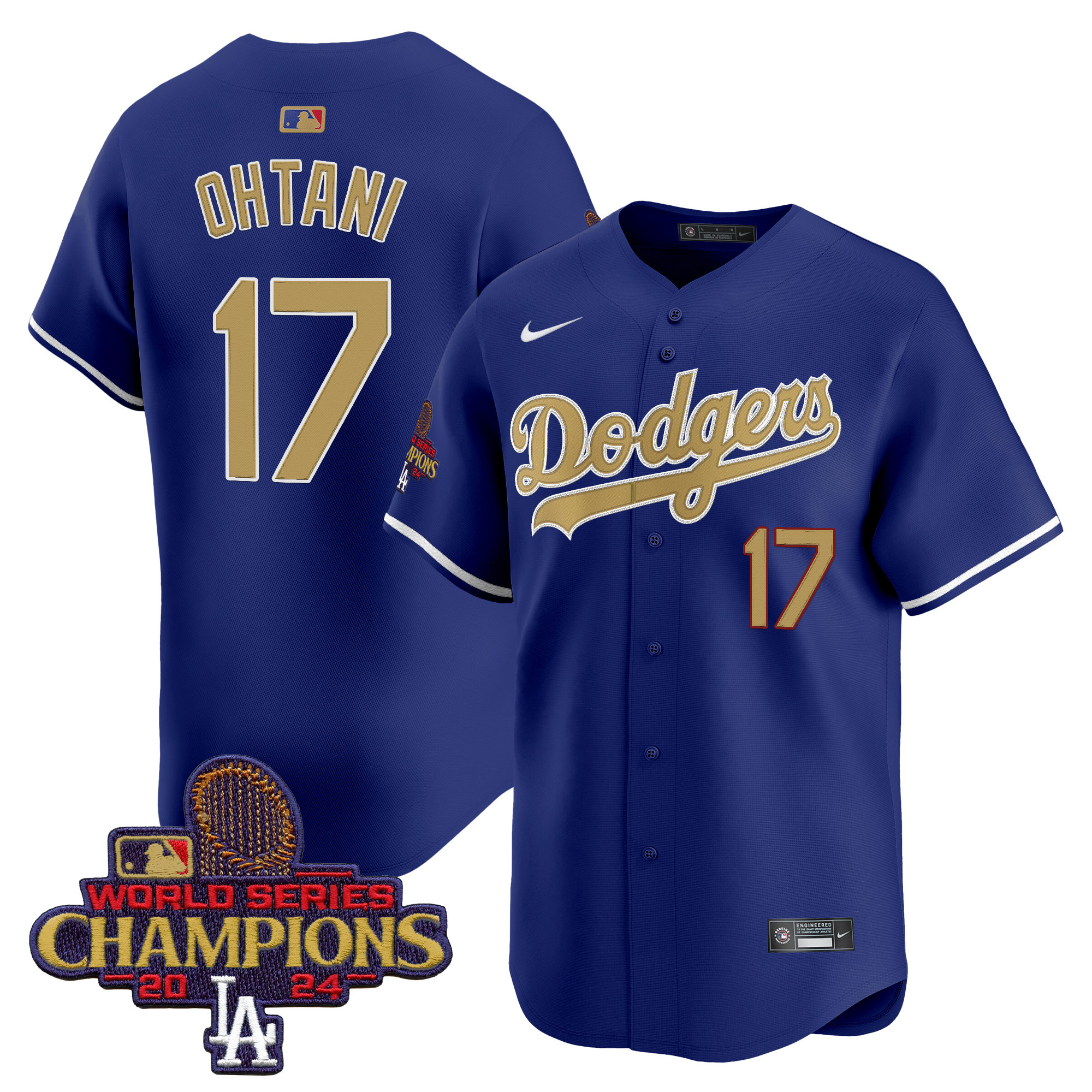 Shohei Ohtani Men's Los Angeles Dodgers 2025 Gold Vapor Premier Limited Royal Jersey - All Stitched