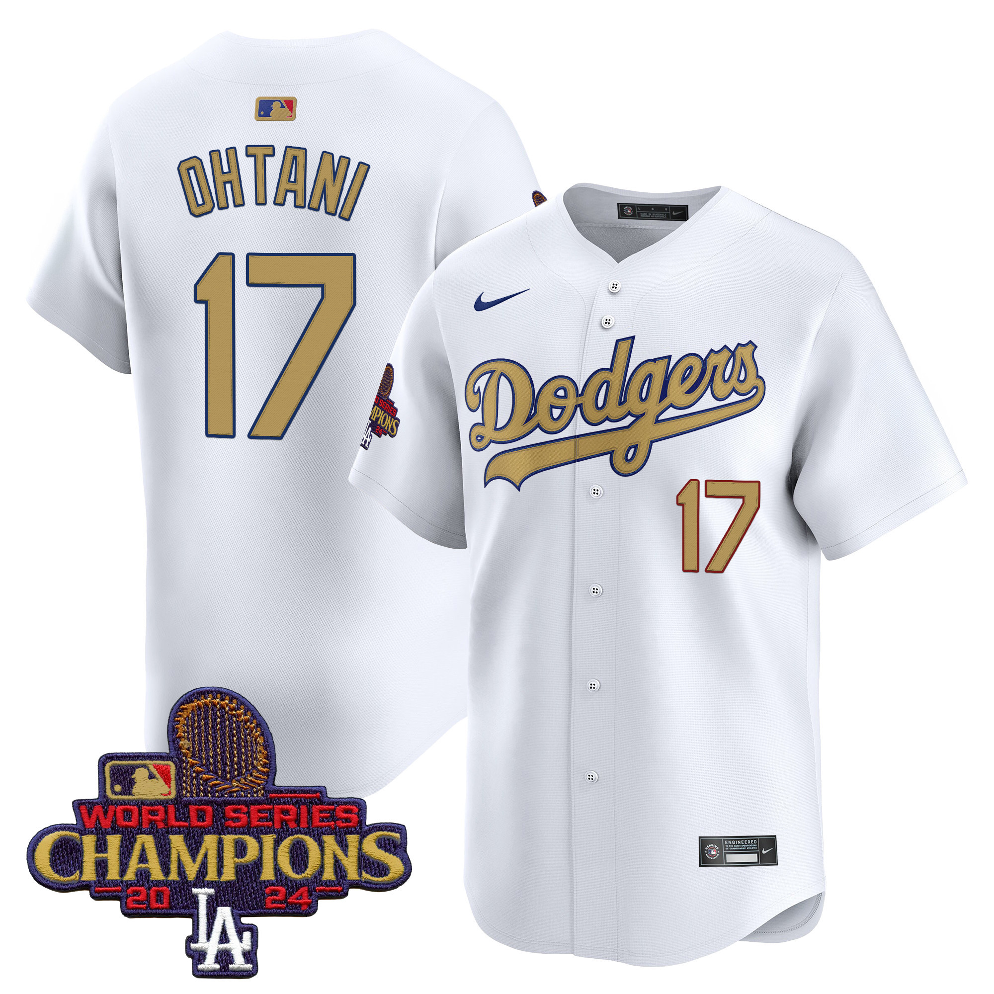 Shohei Ohtani Men's Los Angeles Dodgers 2025 Gold Vapor Premier Limited White Jersey - All Stitched