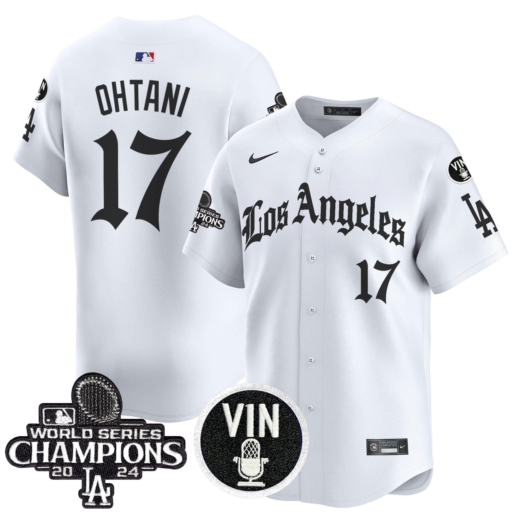 Shohei Ohtani Men's Los Angeles Dodgers 2025 LA Gothic Style Vapor Premier Limited White Jersey - All Stitched