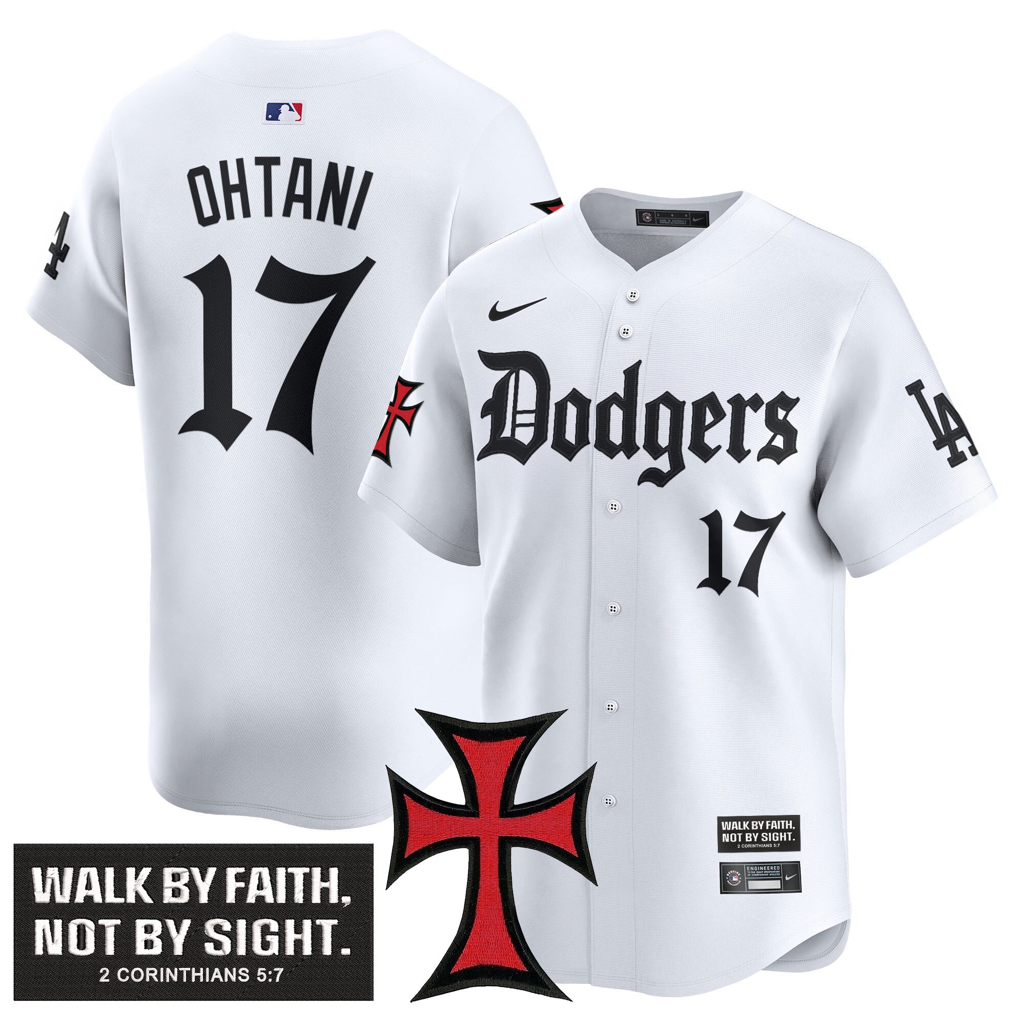 Shohei Ohtani Men's Los Angeles Dodgers Faith & Glory Edition Vapor Premier Limited White Jersey - All Stitched