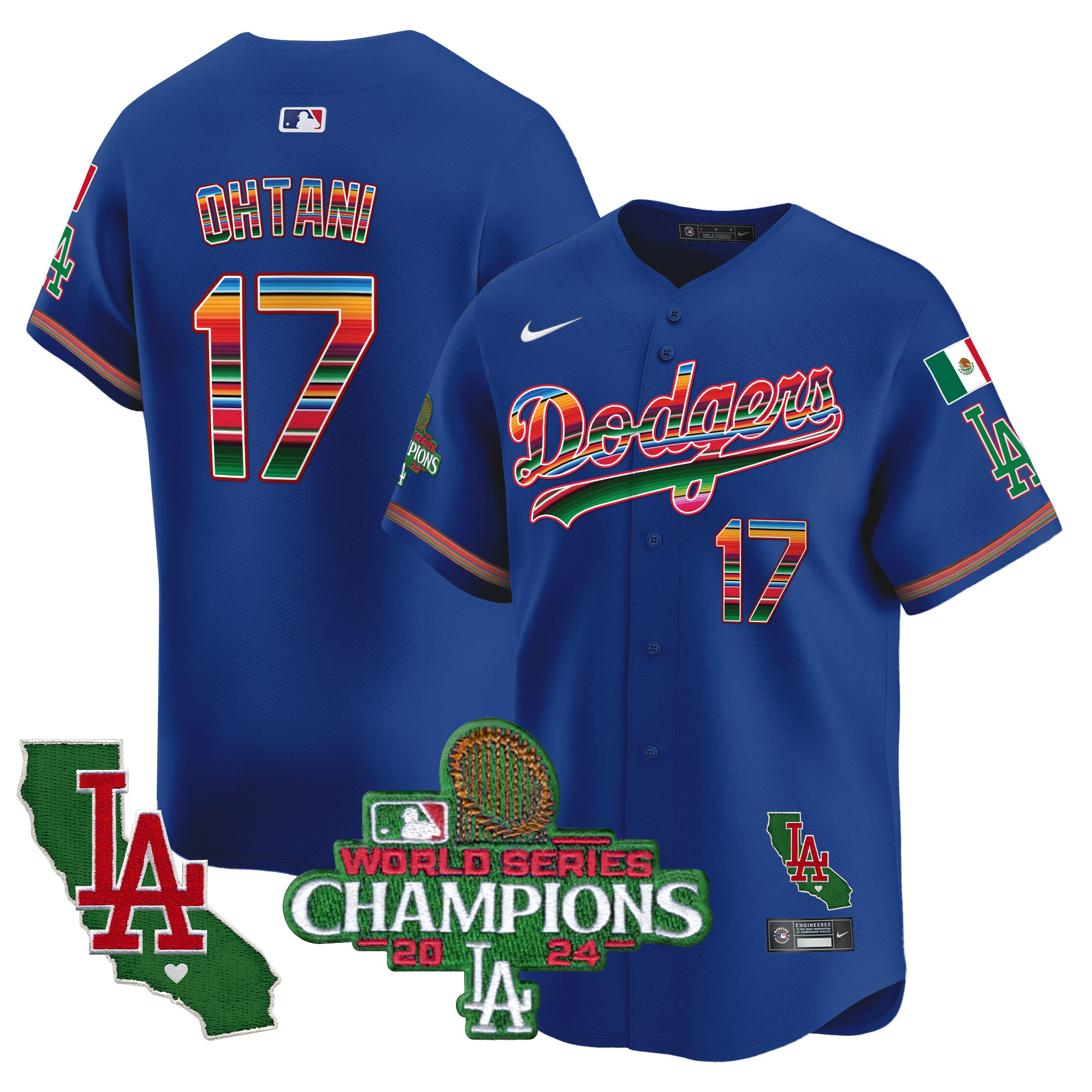 Shohei Ohtani Men's Los Angeles Dodgers Mexico 2024 World Series Champions Vapor Premier Limited Royal Jersey - All Stitched