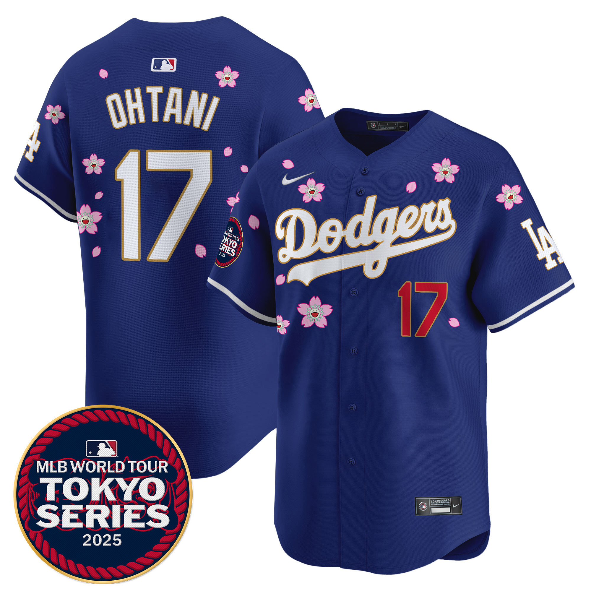 Shohei Ohtani Men's Los Angeles Dodgers Tokyo Series 2025 Gold Trim Vapor Premier Limited Royal Jersey V2 - Stitched