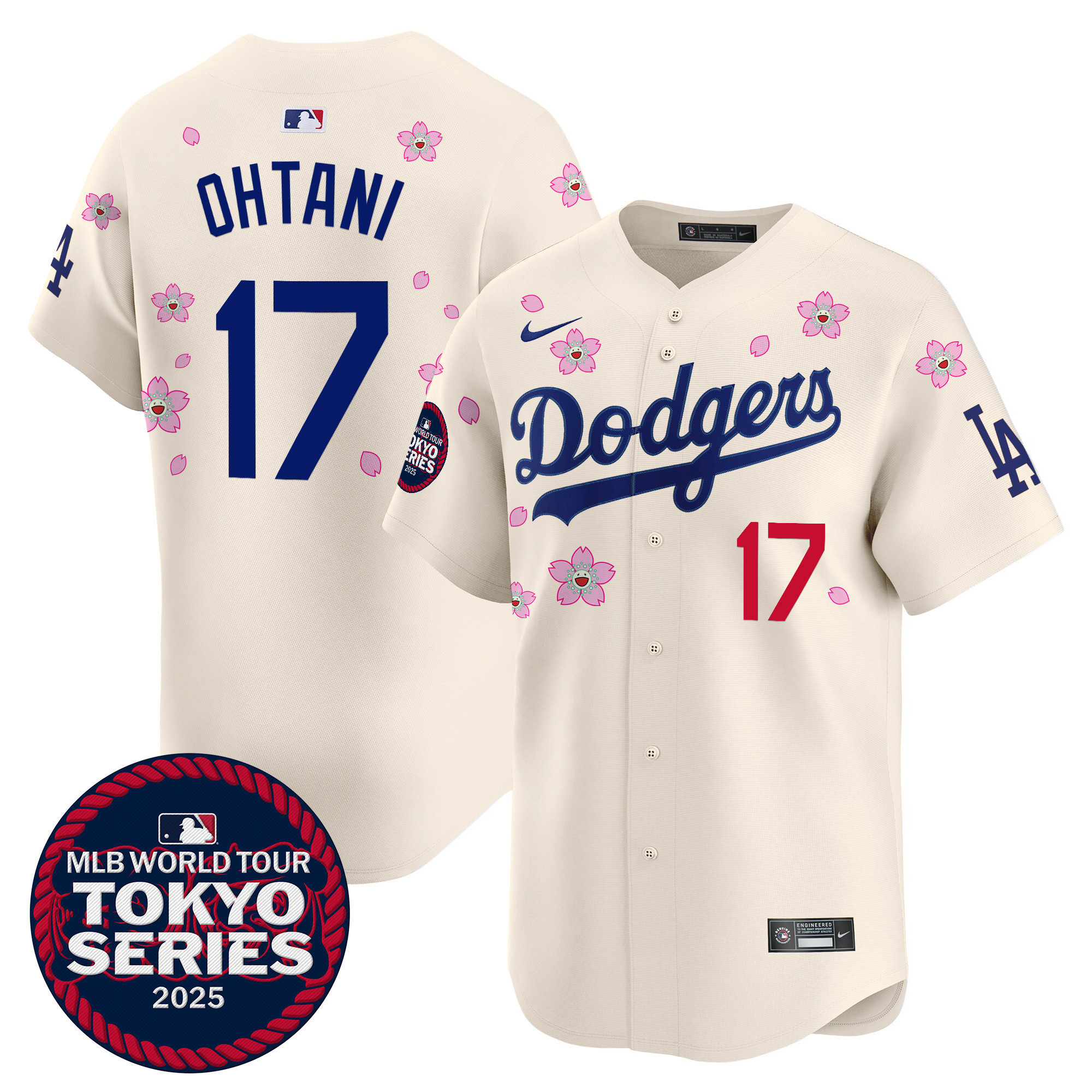 Shohei Ohtani Men's Los Angeles Dodgers Tokyo Series 2025 Vapor Premier Limited Cream Jersey - Stitched