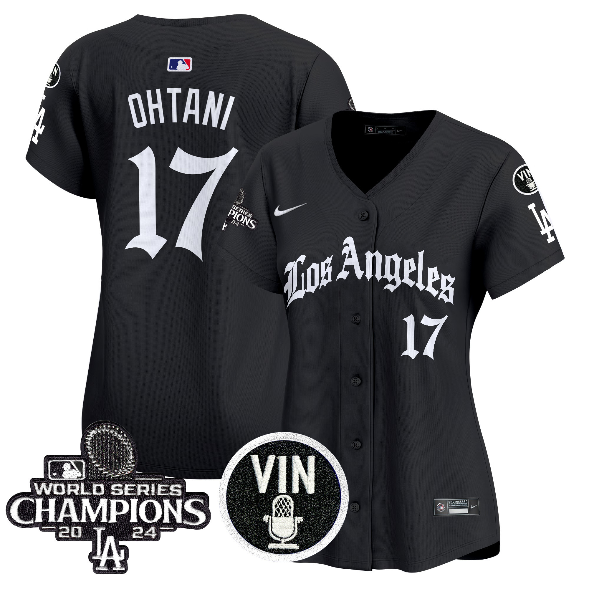 Shohei Ohtani Women's Los Angeles Dodgers 2025 LA Gothic Style Vapor Premier Limited Black Jersey - All Stitched